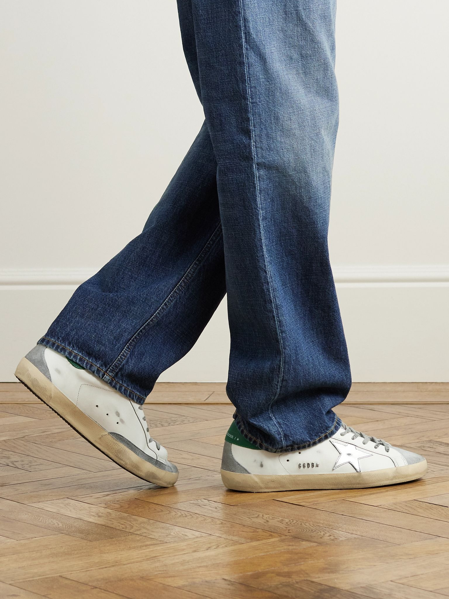 Super-Star Distressed Suede-Trimmed Leather Sneakers White - 2