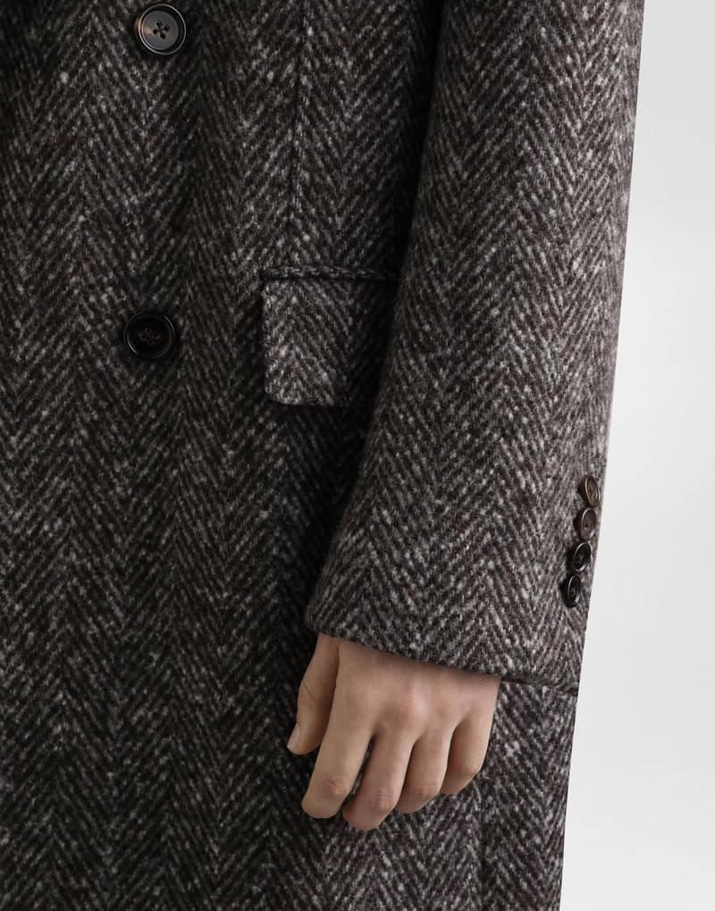 Double-breasted herringbone coat 4