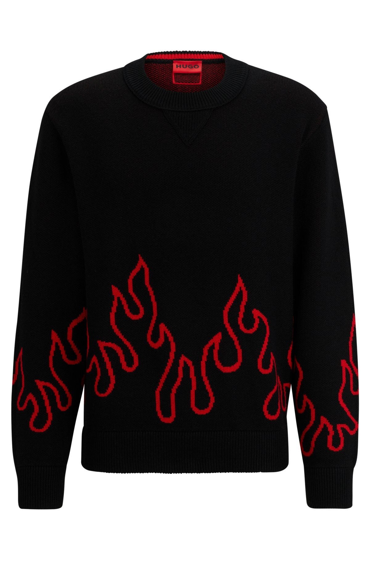 RELAXED-FIT SWEATER WITH FLAME JACQUARD IN WOOL BLEND - 1
