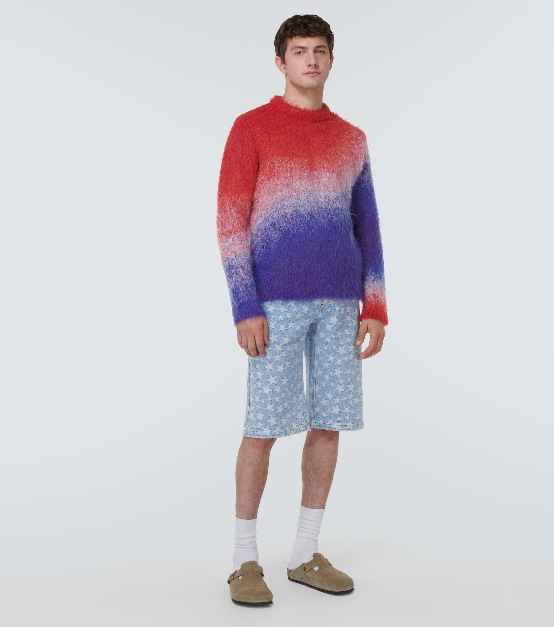 Jacquard cotton denim shorts - 2