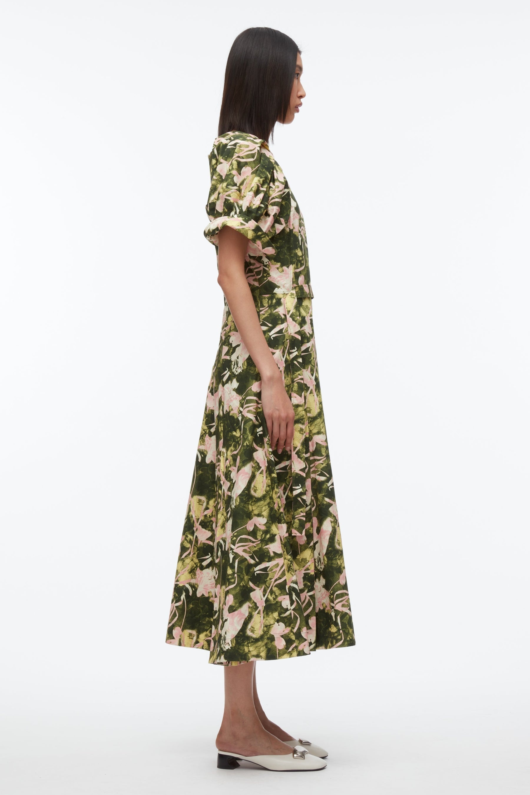 Collapsed Bloom Short Sleeve Belted Dress Iris - 2