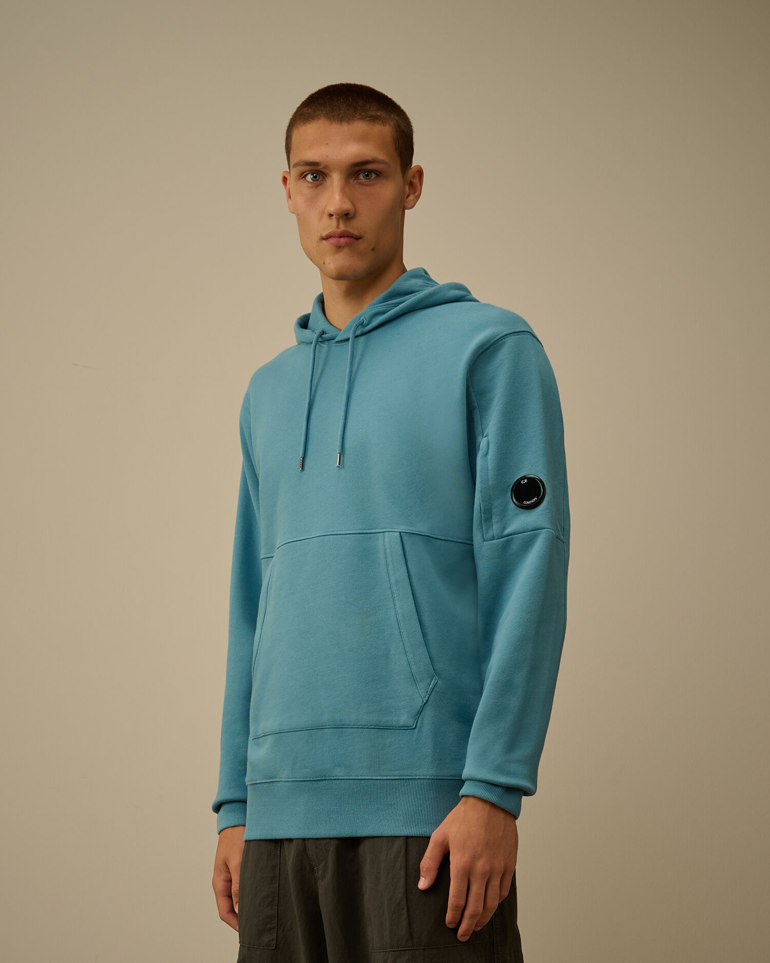 Diagonal Raised Fleece Hooded Lens Sweatshirt - 3