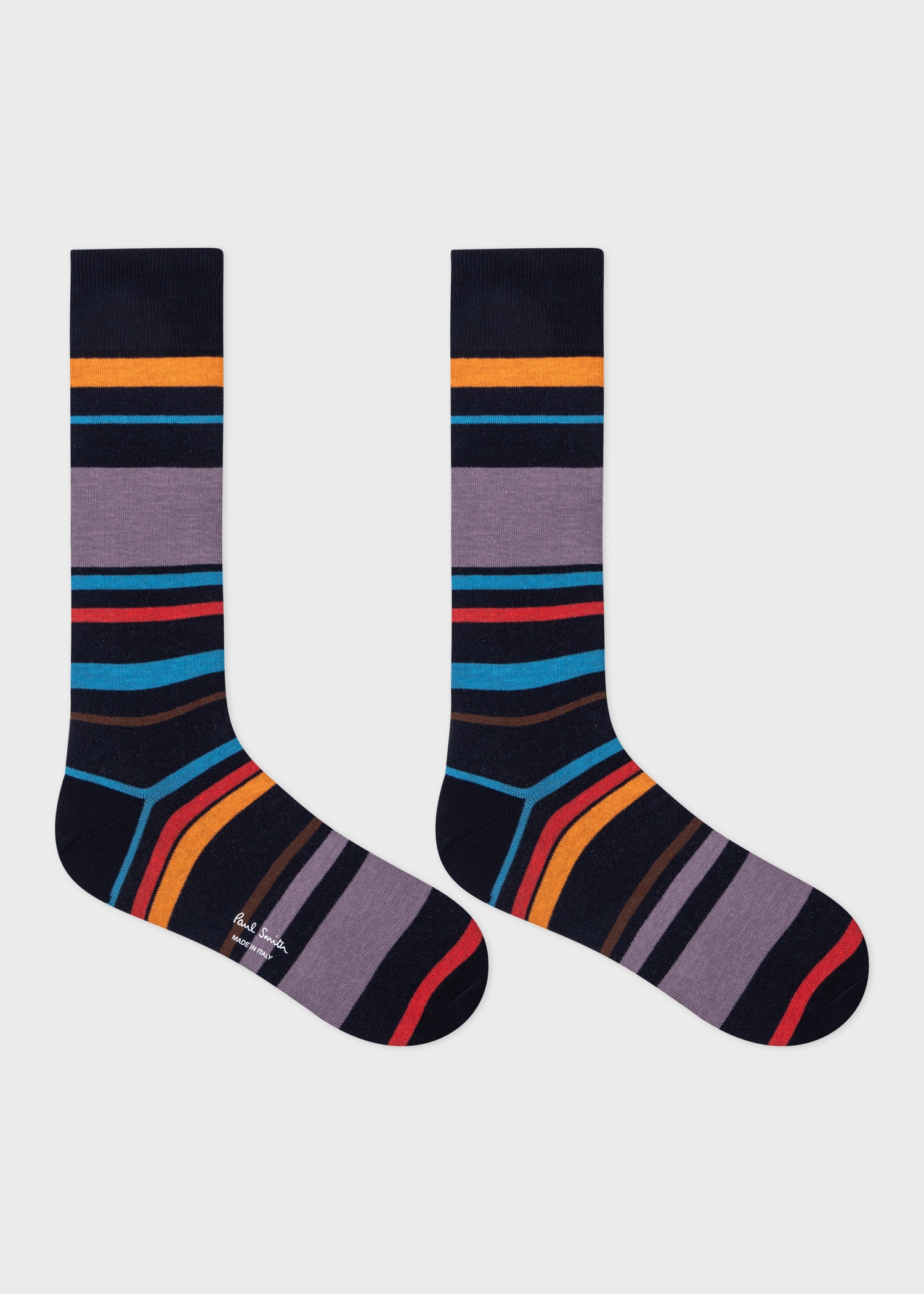 Grey And Navy Varied Stripe Socks - 2