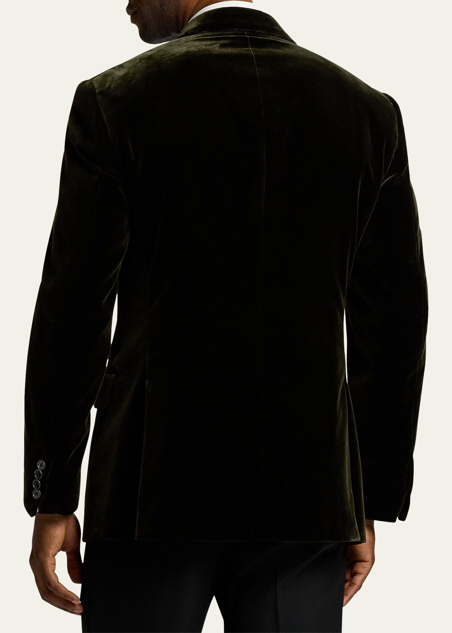 Men's Velvet Peak Lapel Single-Breasted Sport Coat - 3