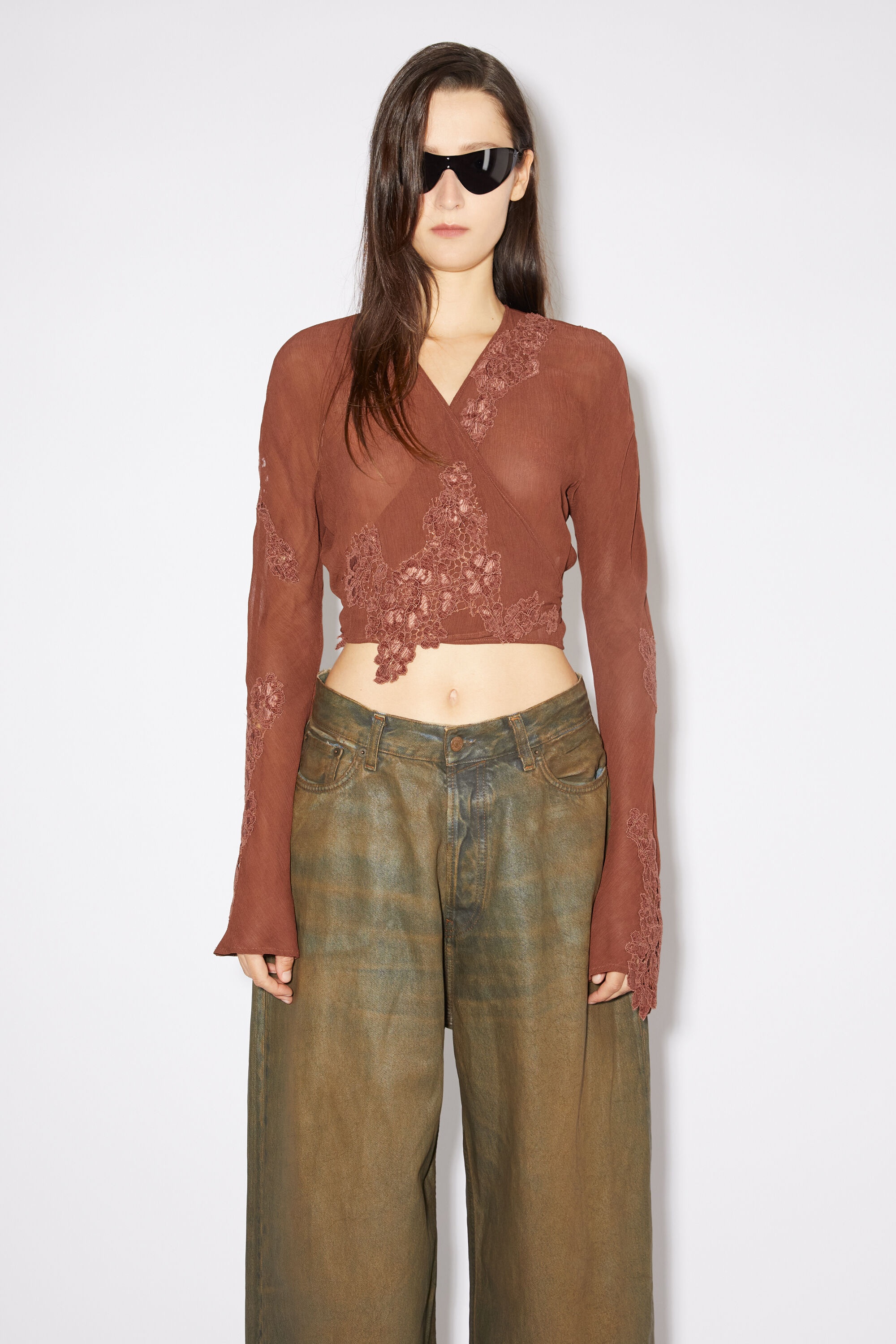 Wrap lace top - Rust brown - 2