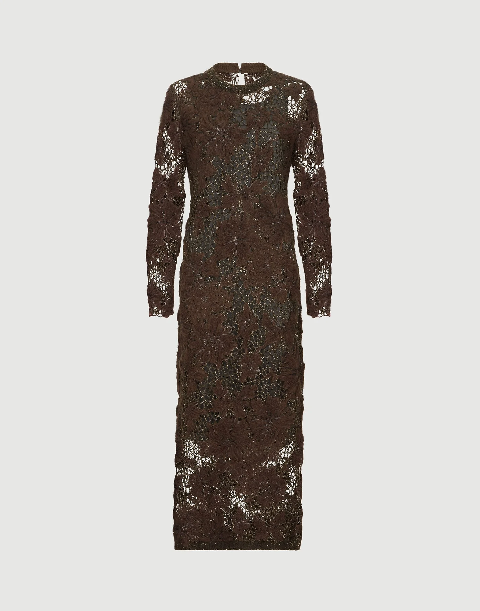 Whispering bloom embroidery knit dress in sparkling mohair and wool - 1