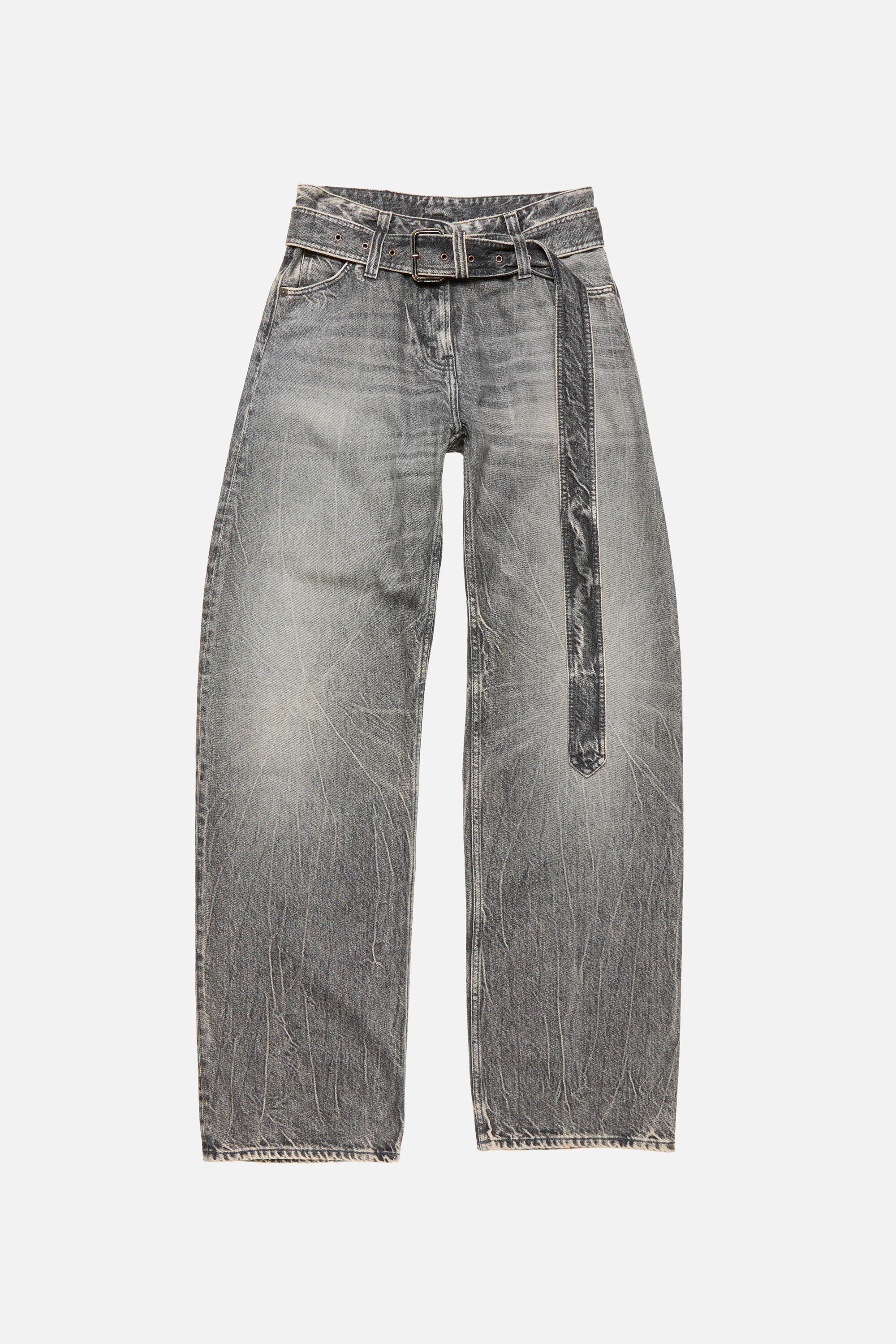 Belted jeans - Relaxed fit - Washed Black - 6