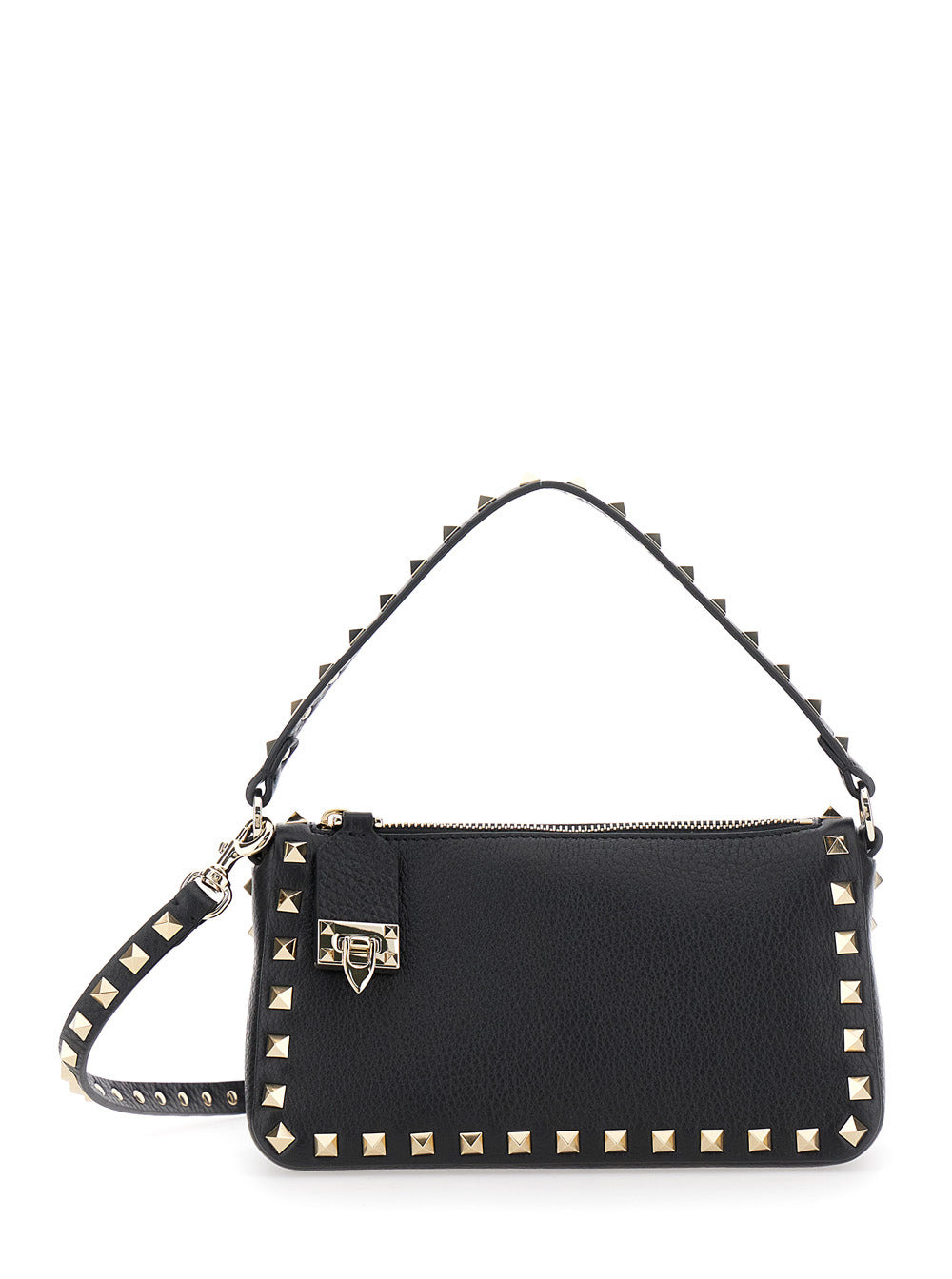 Valentino Garavani Women 'Rockstud' Black Small Handbag With All-Over Rockstud Embellishments And Re - 1