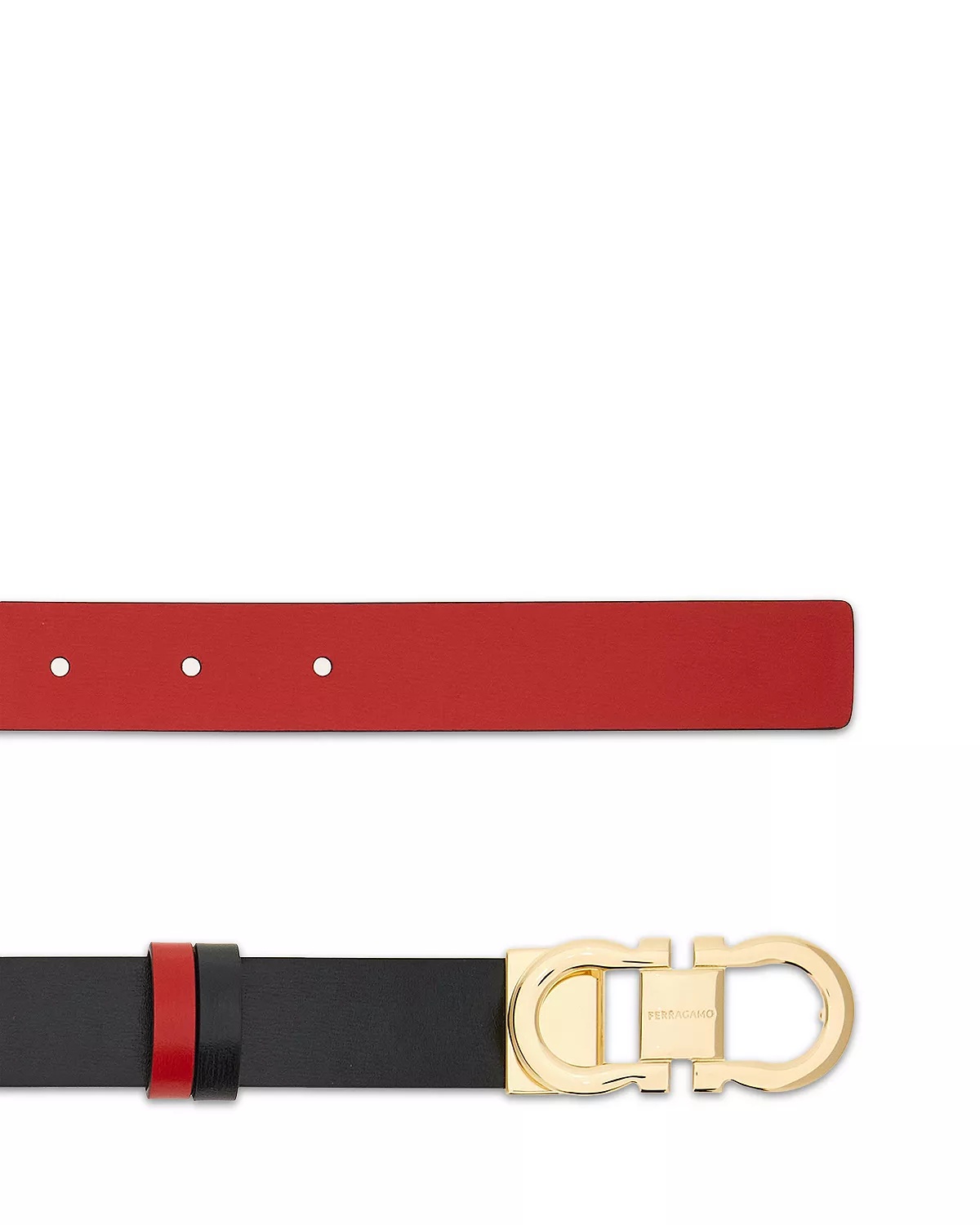 Women's Double Gancini Reversible Leather Belt - 4