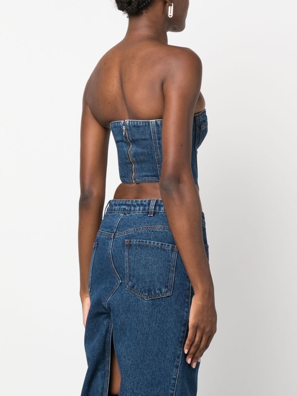 denim bustier crop top - 4