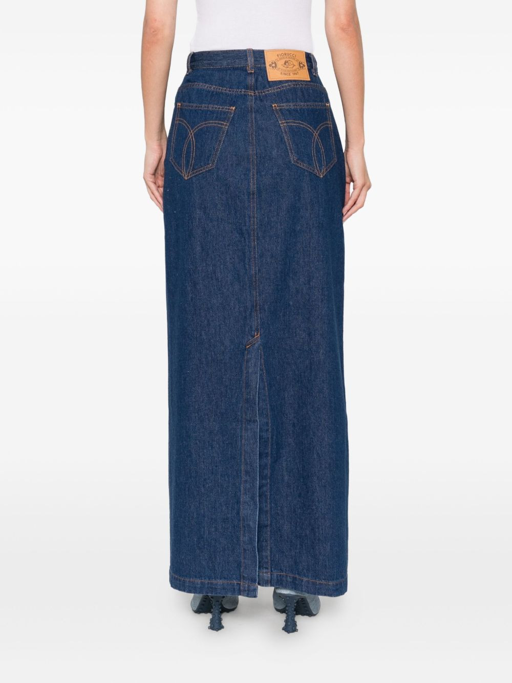 button-front denim skirt - 4