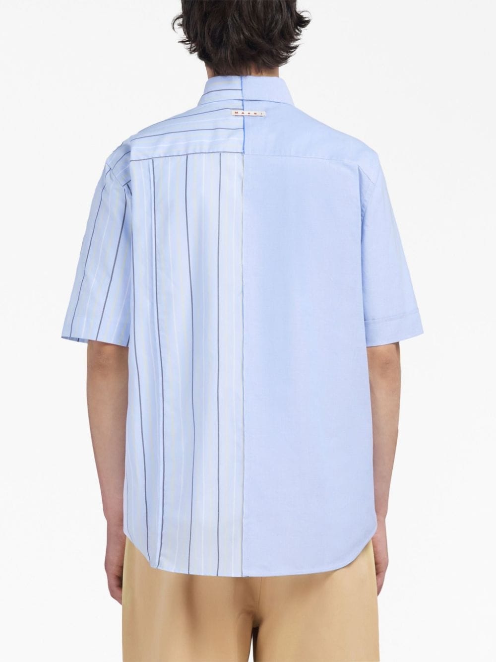 colour-block striped cotton shirt - 4