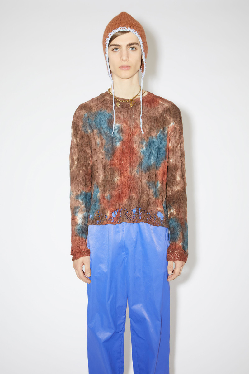 Acne Studios Tie-dye cable-knit jumper - Rust brown/blue outlook