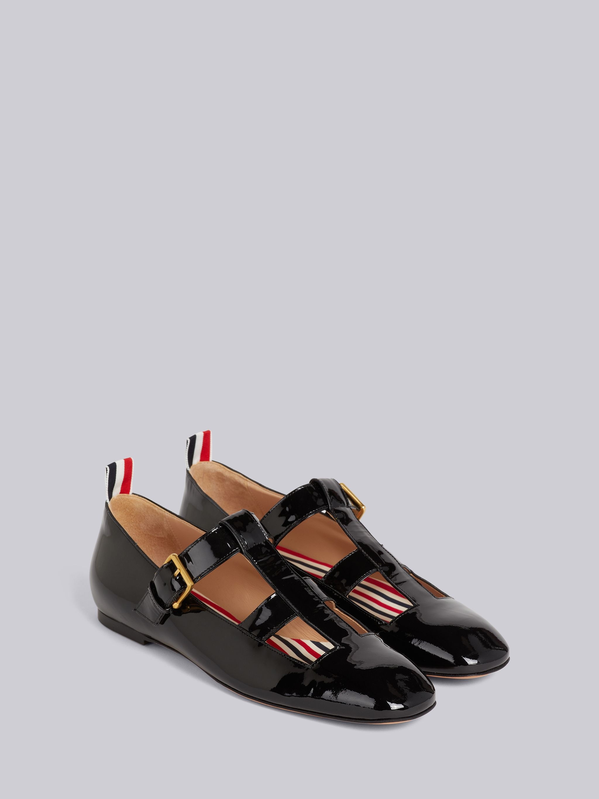 Black Soft Patent Calfskin T-bar Mary Jane Flat - 3