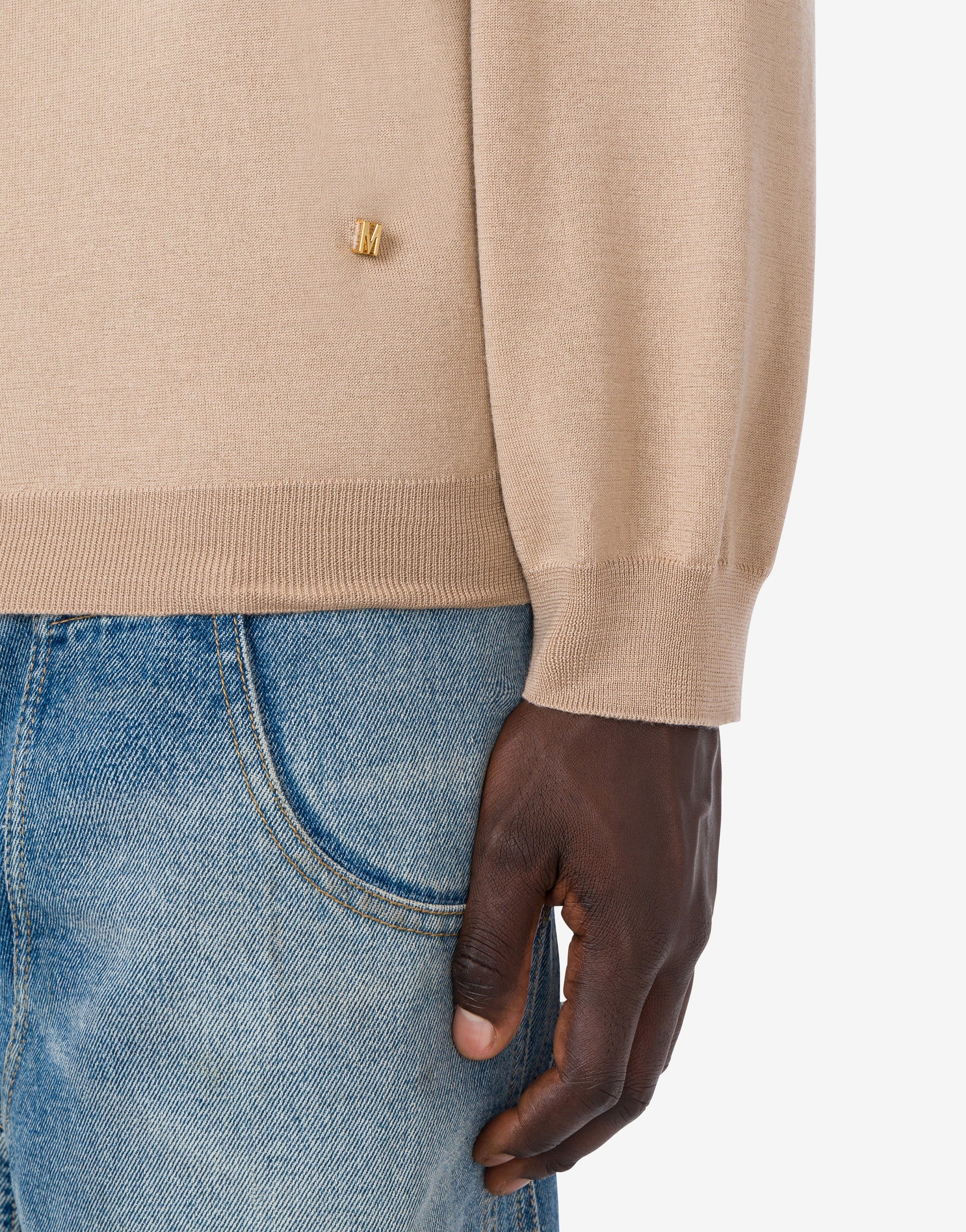 WOOL AND SILK PULLOVER GOLDEN M - 3