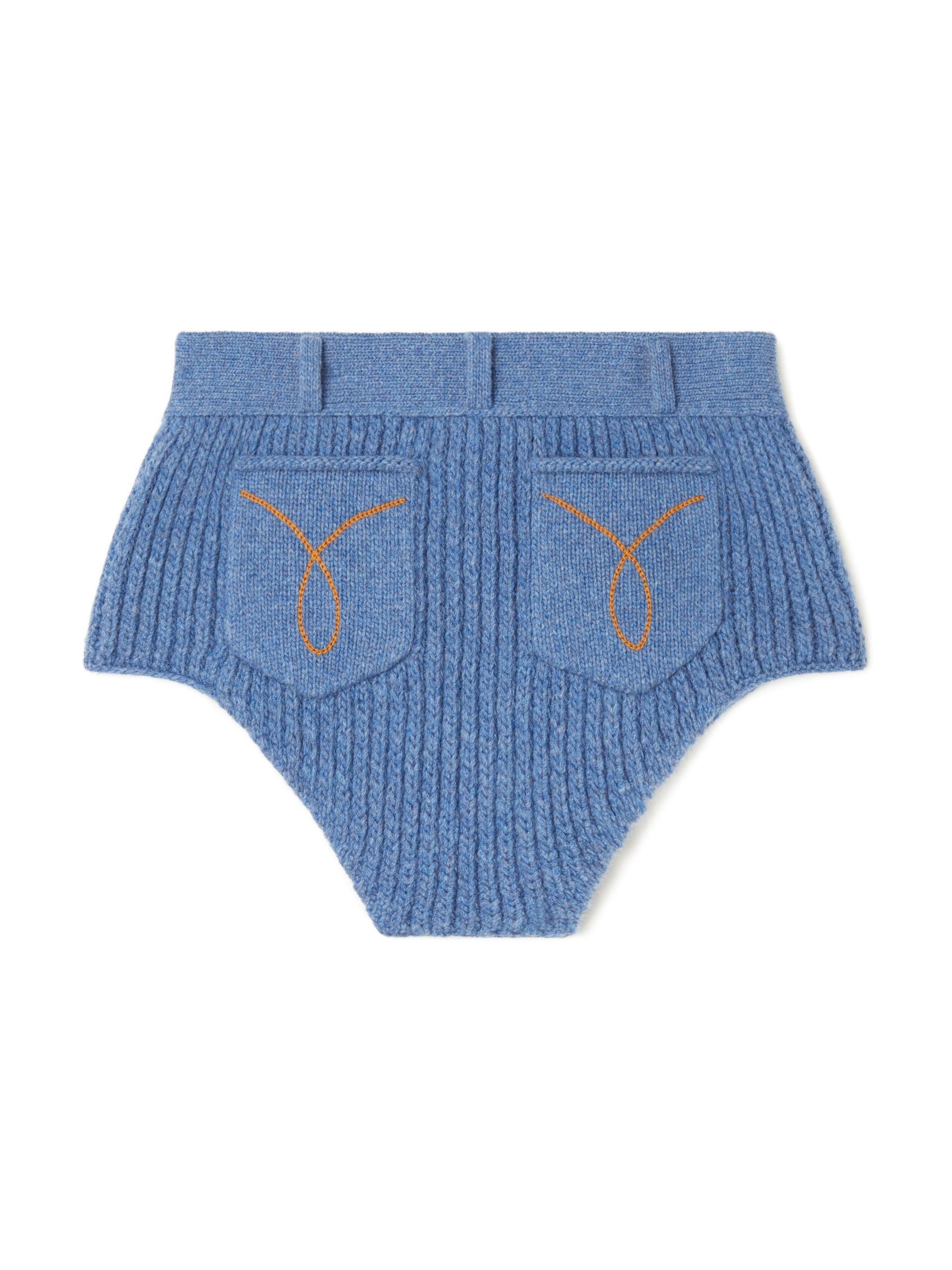 Knitted Ribbed Denim-No-Denim Culotte - 3