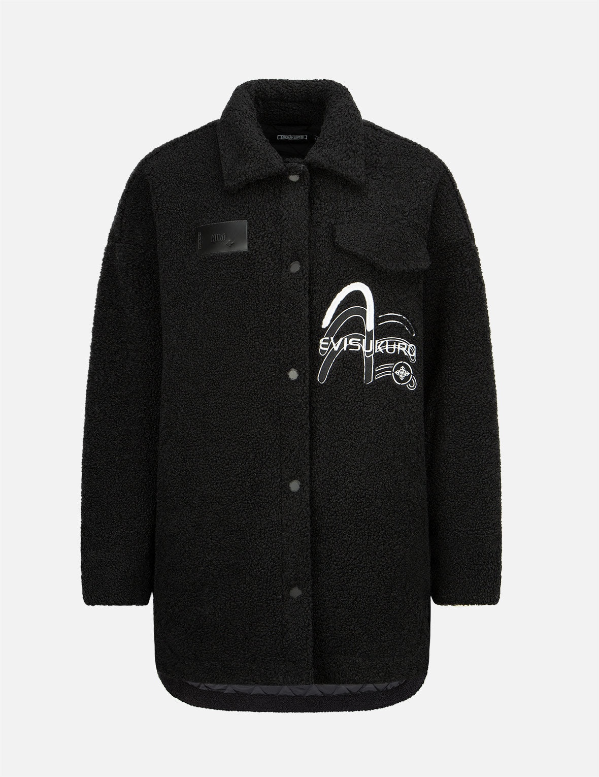 Triple Seagull Embroidered Light-padded Sherpa Fleece Shirt Jacket - 7