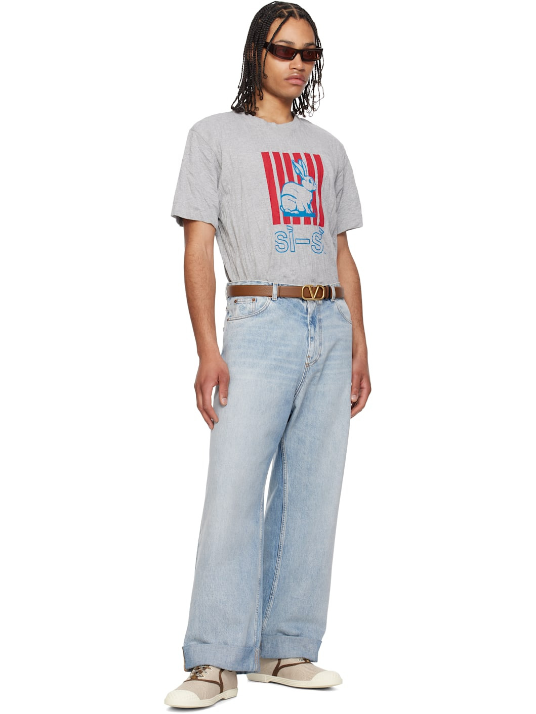 Brown & Black VLogo Signature Reversible Belt - 3