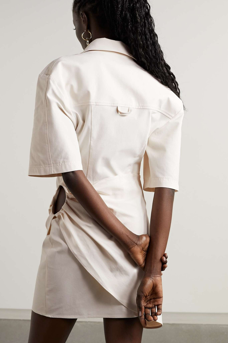Cutout draped stretch-twill 미니 셔츠 드레스 3