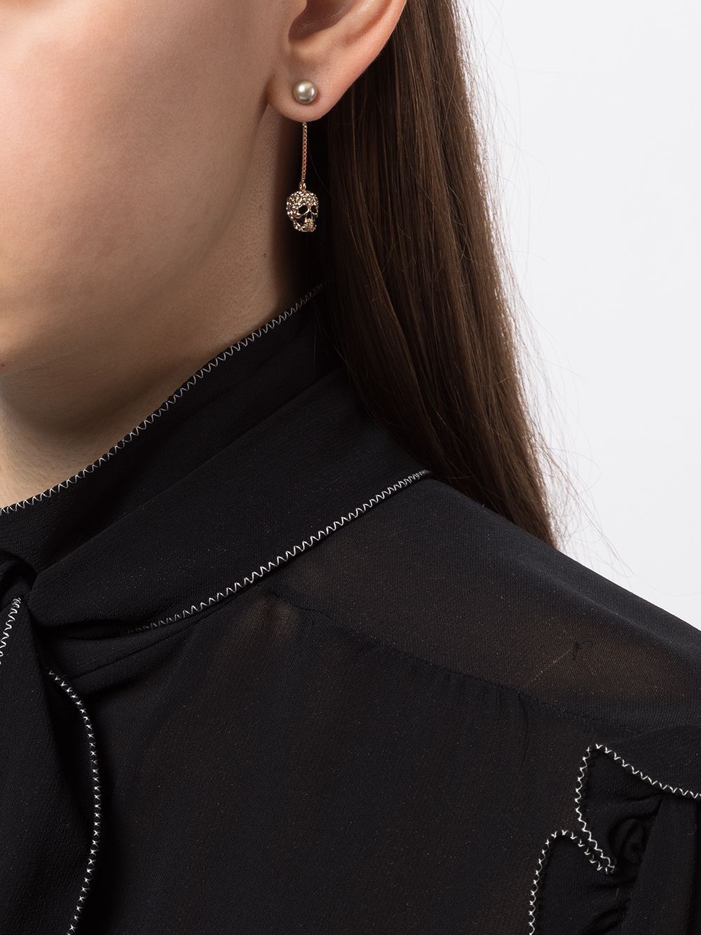 pave skull earrings - 2