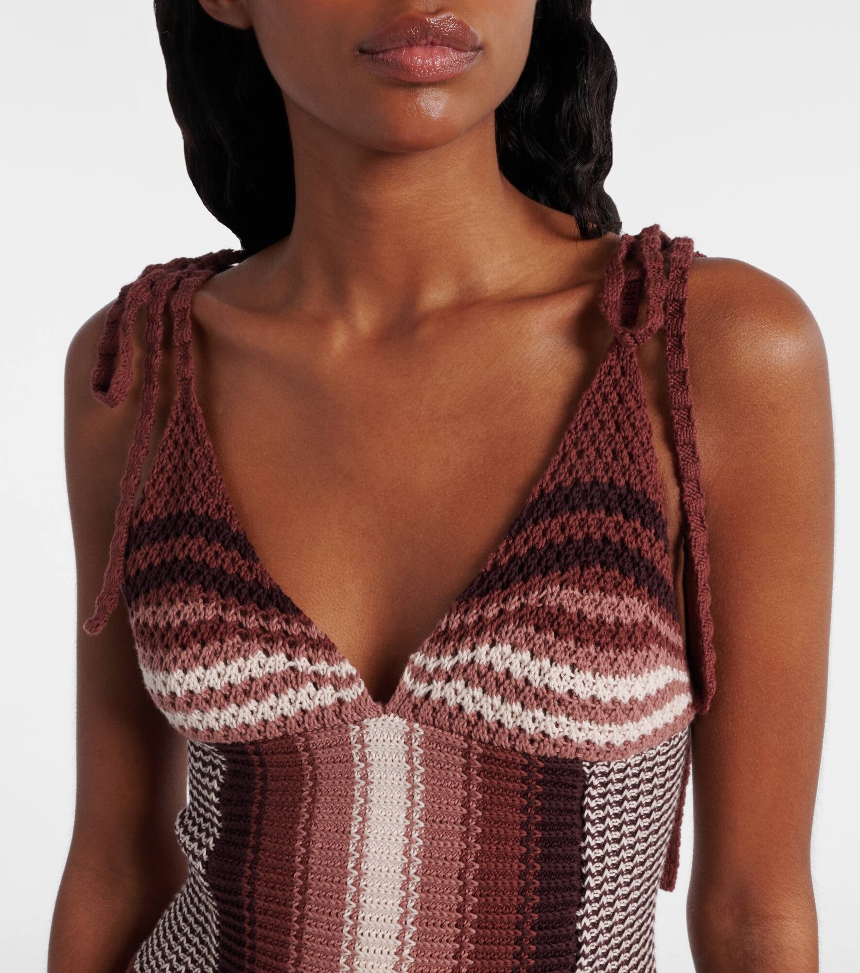 Crochet striped cotton minidress - 4