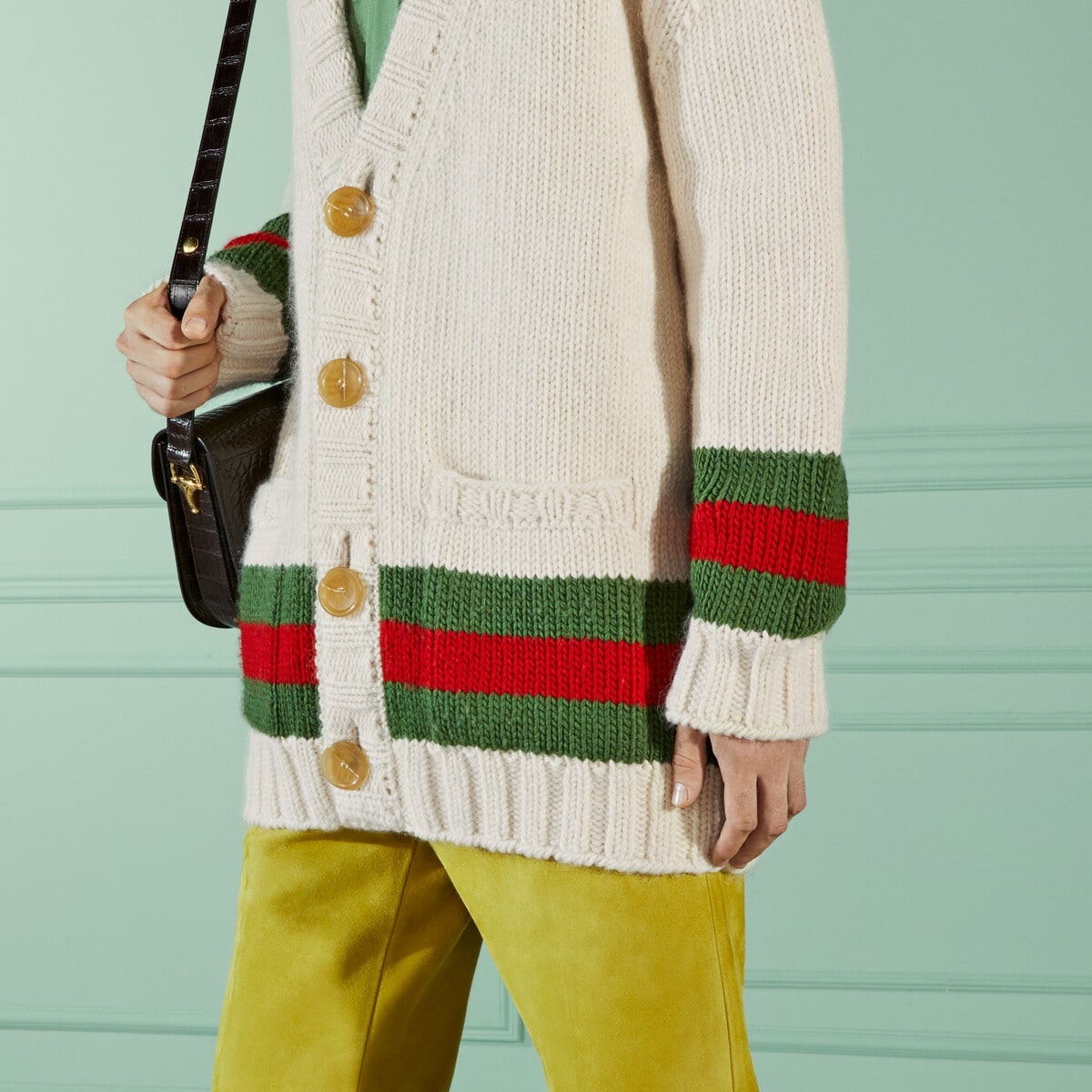 Fine wool cardigan with Web - 3