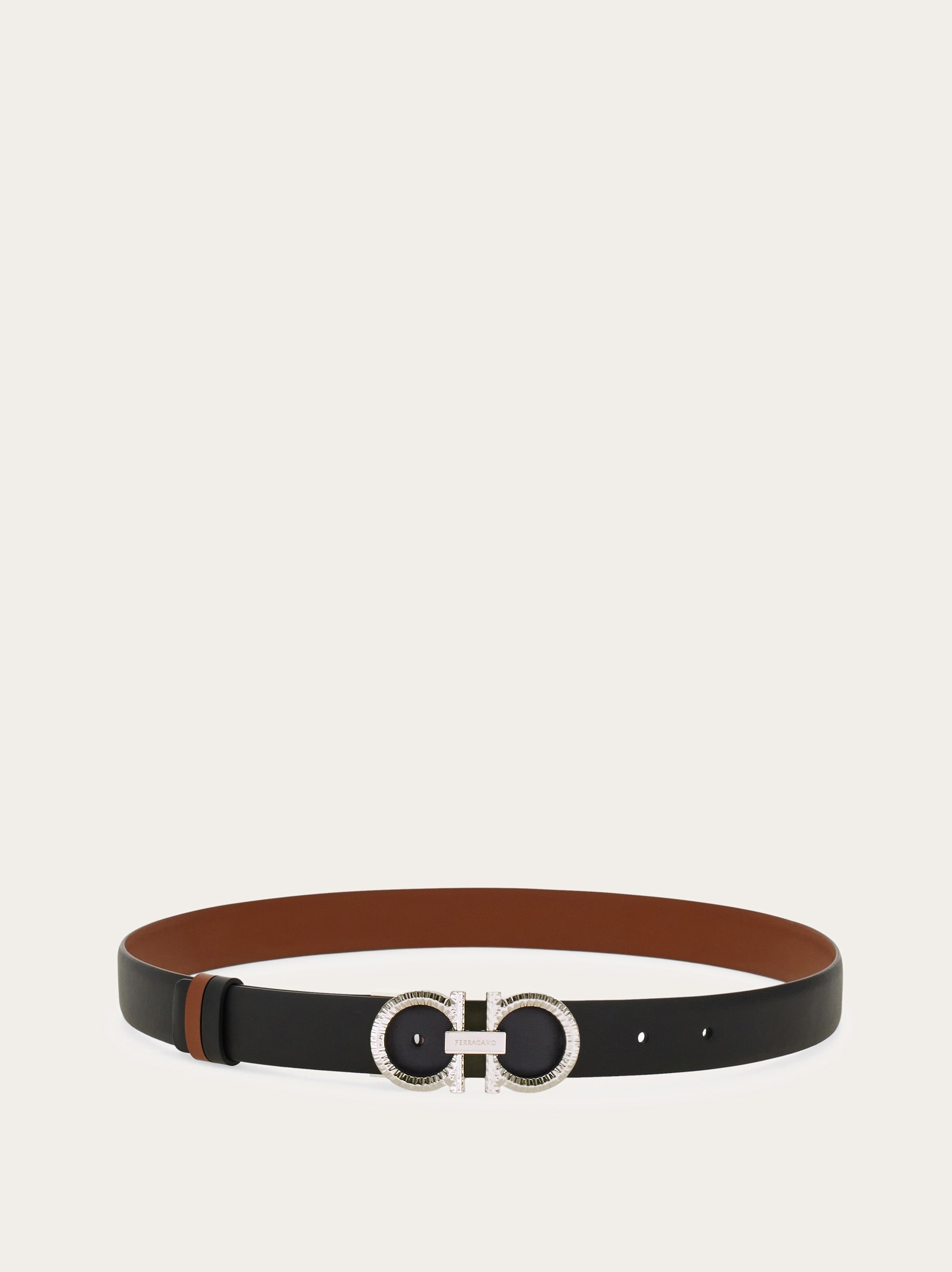 Reversible and adjustable belt with hammered Gancini - 3