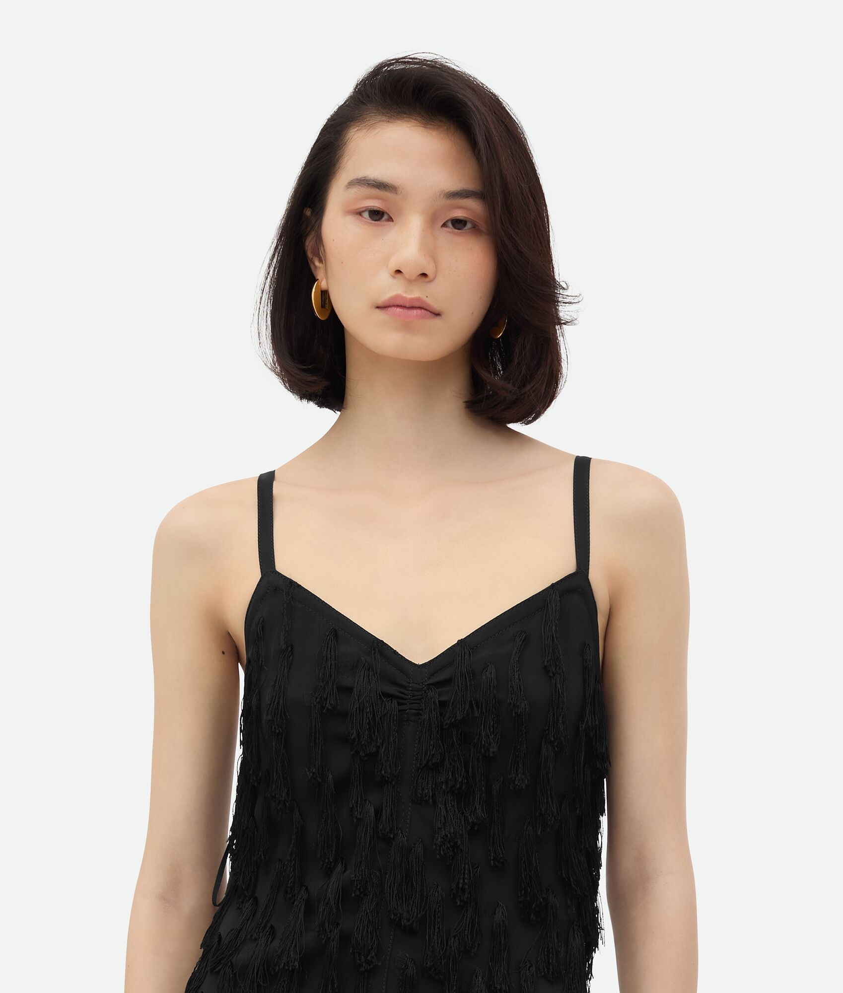 Fringed Fil Coupe Crepe Dress - 4