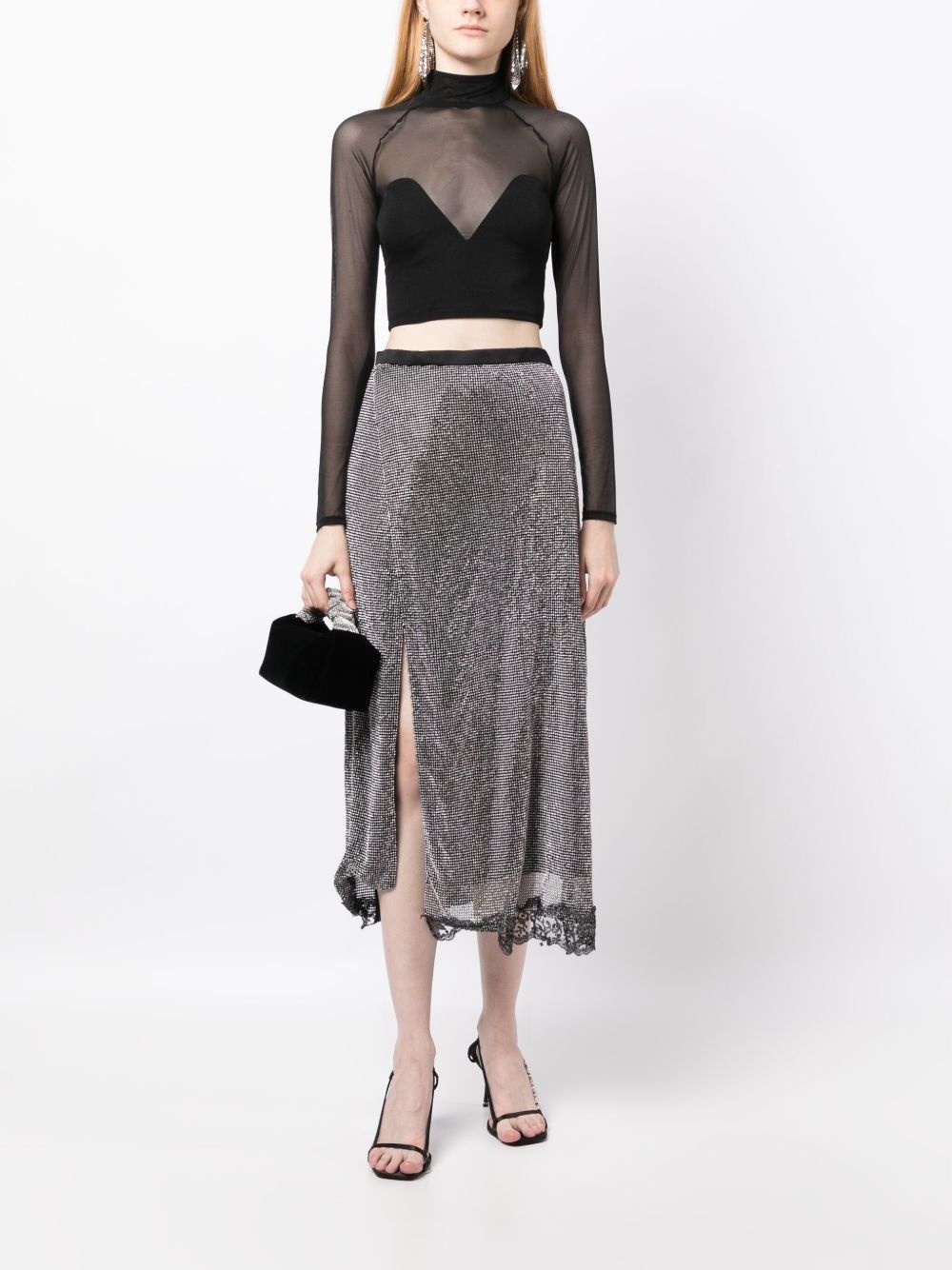 mesh mock-neck crop top - 2