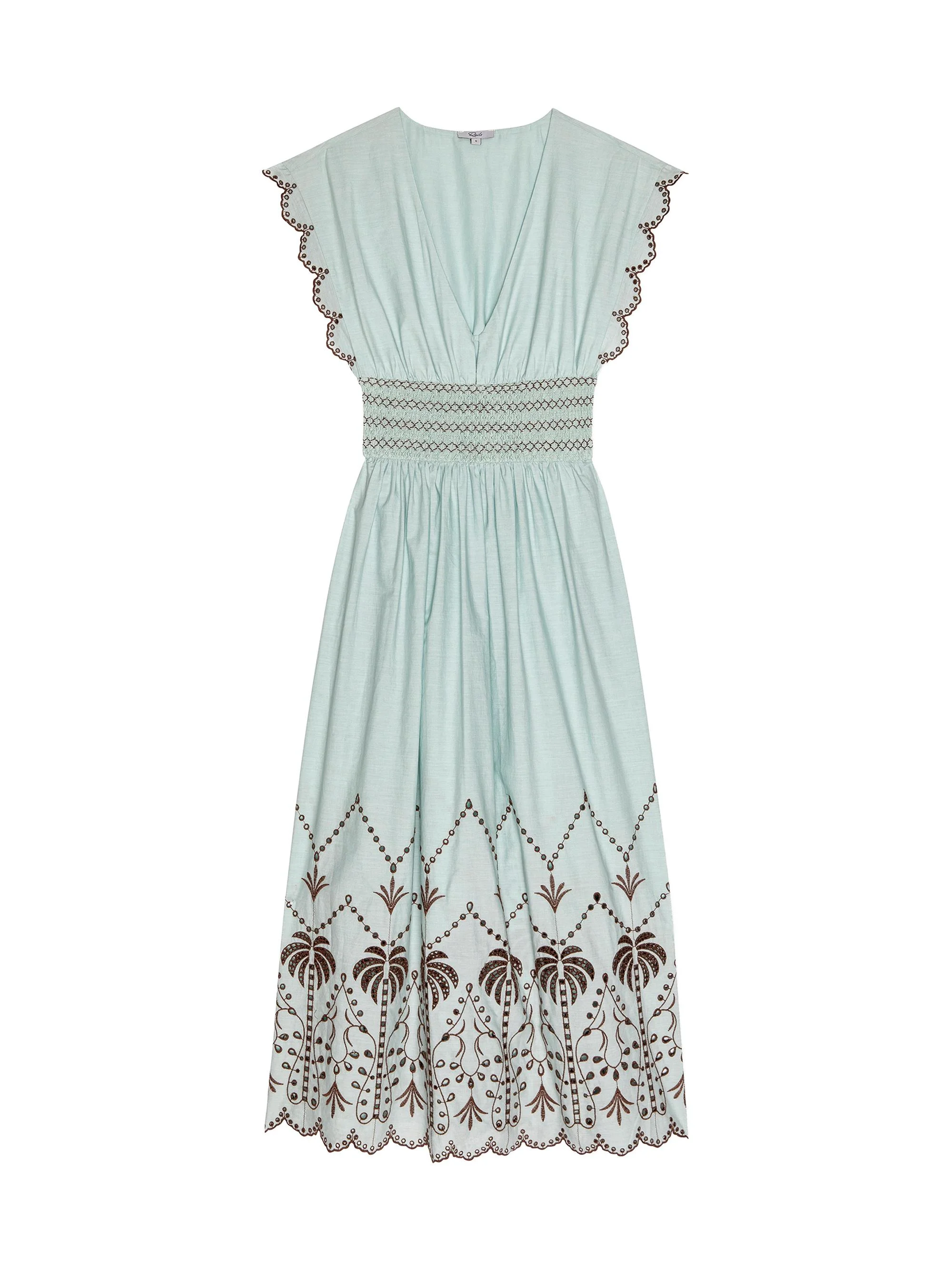 Women's Roxanne Embroidered Cotton Midi-Dress - Ocean Palms Embroidery - 1