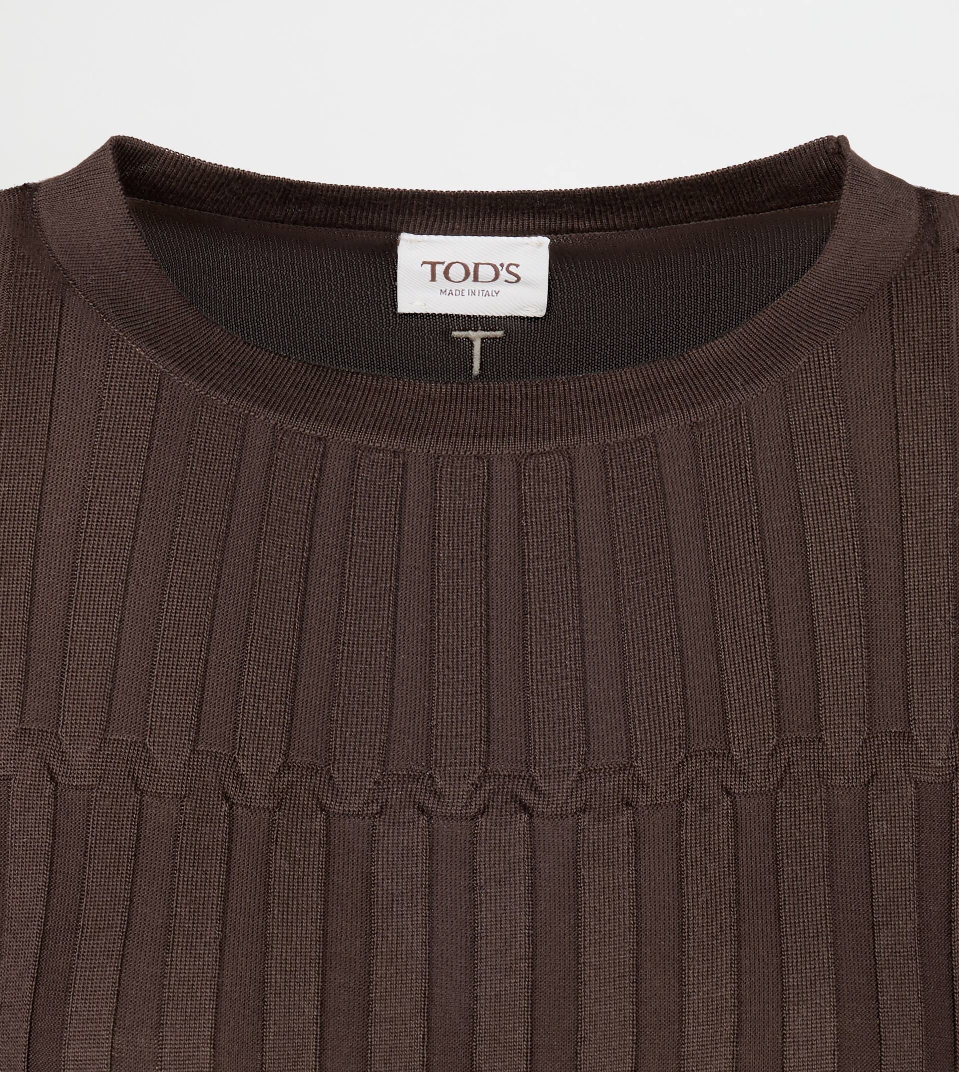 HALF-LENGTH SLEEVE SWEATER IN SILK - BROWN - 2