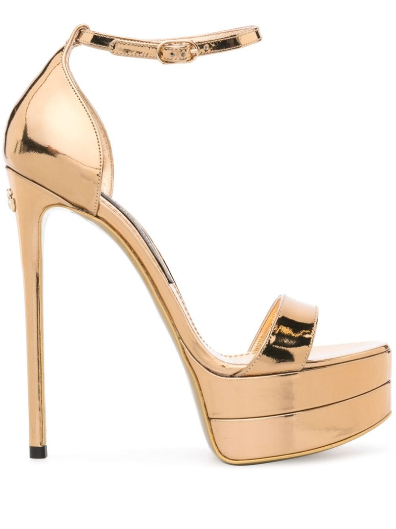 145mm metallic-finish leather sandals 1