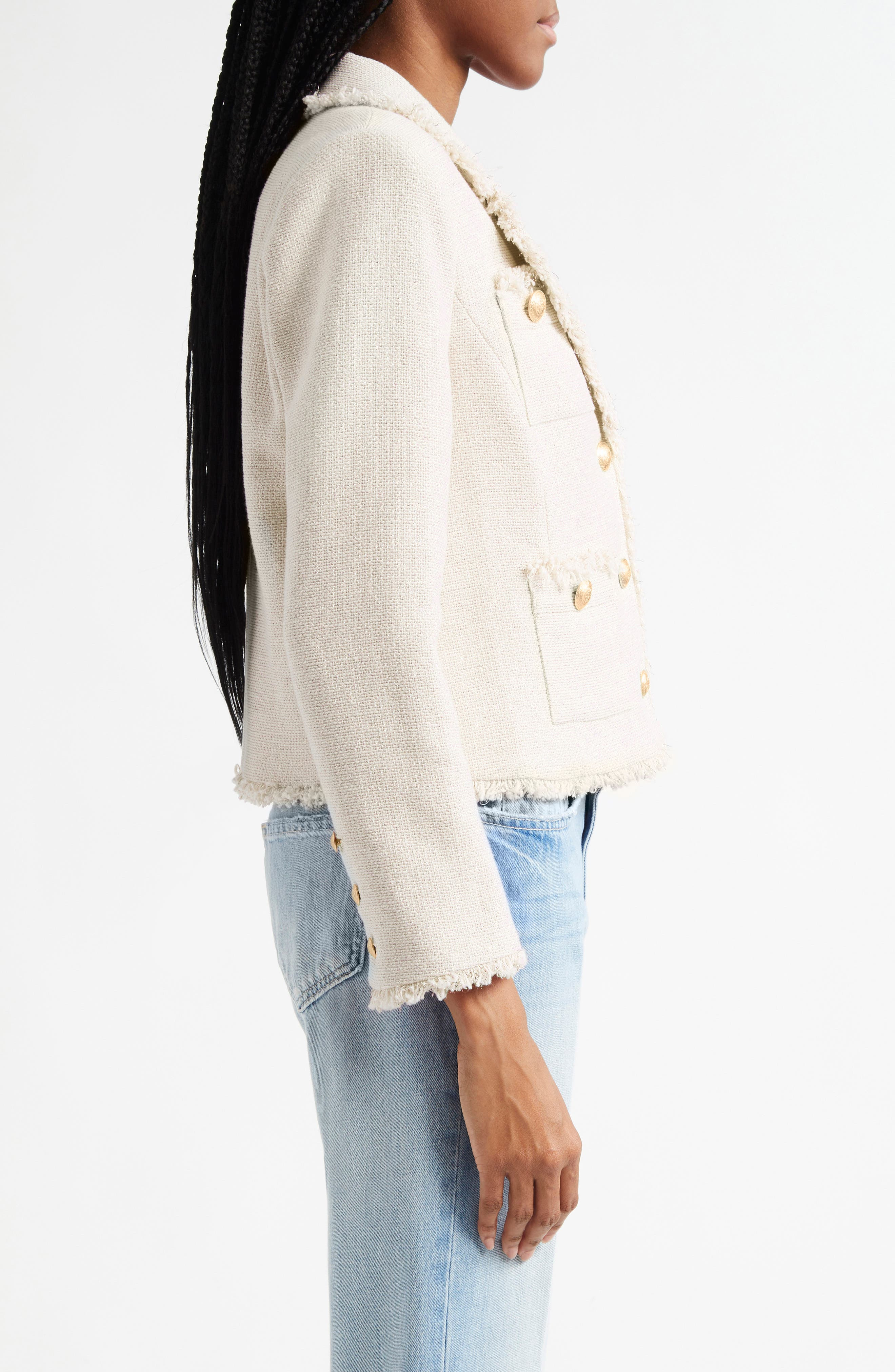 L'AGENCE Sylvia Metallic Blazer in Ivory/Light Gold at Nordstrom - 3
