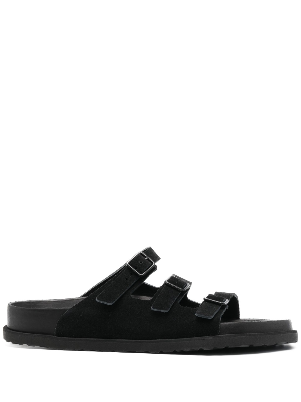 buckle-fastening suede slides - 1