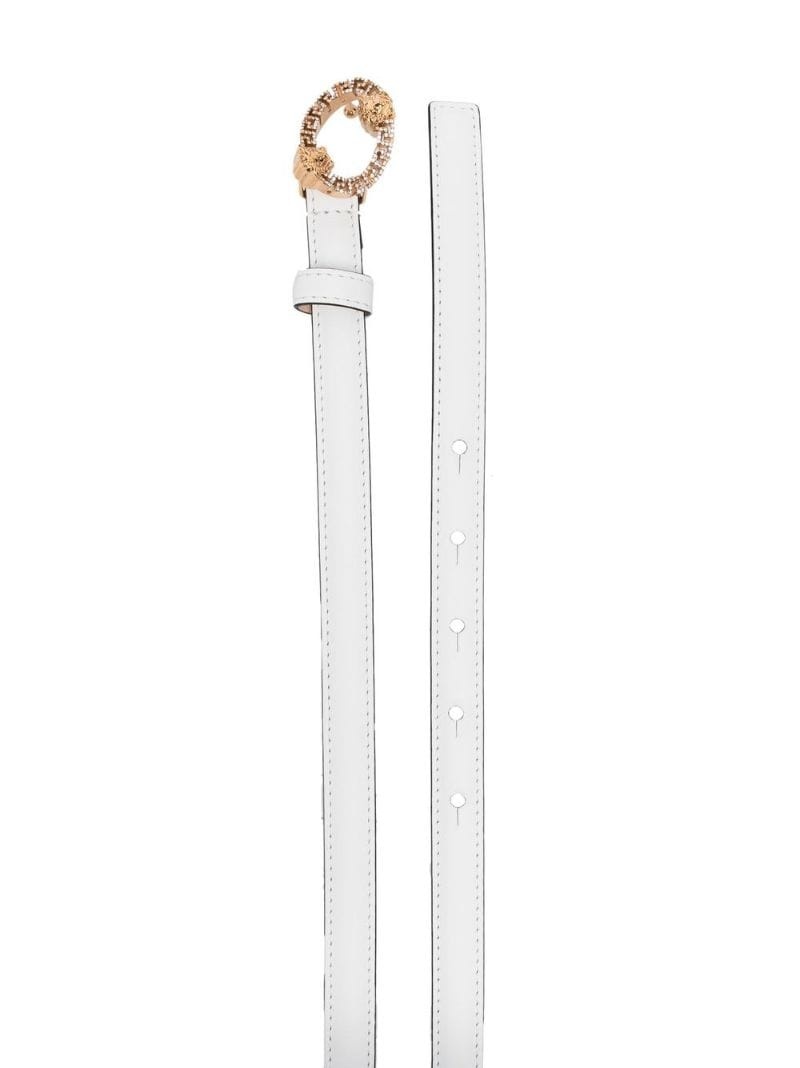 Medusa crystal-embellished leather belt - 2