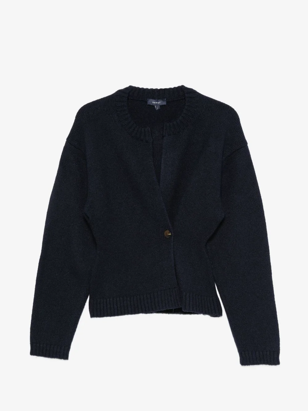 wrap-front ribbed-trim cardigan - 1