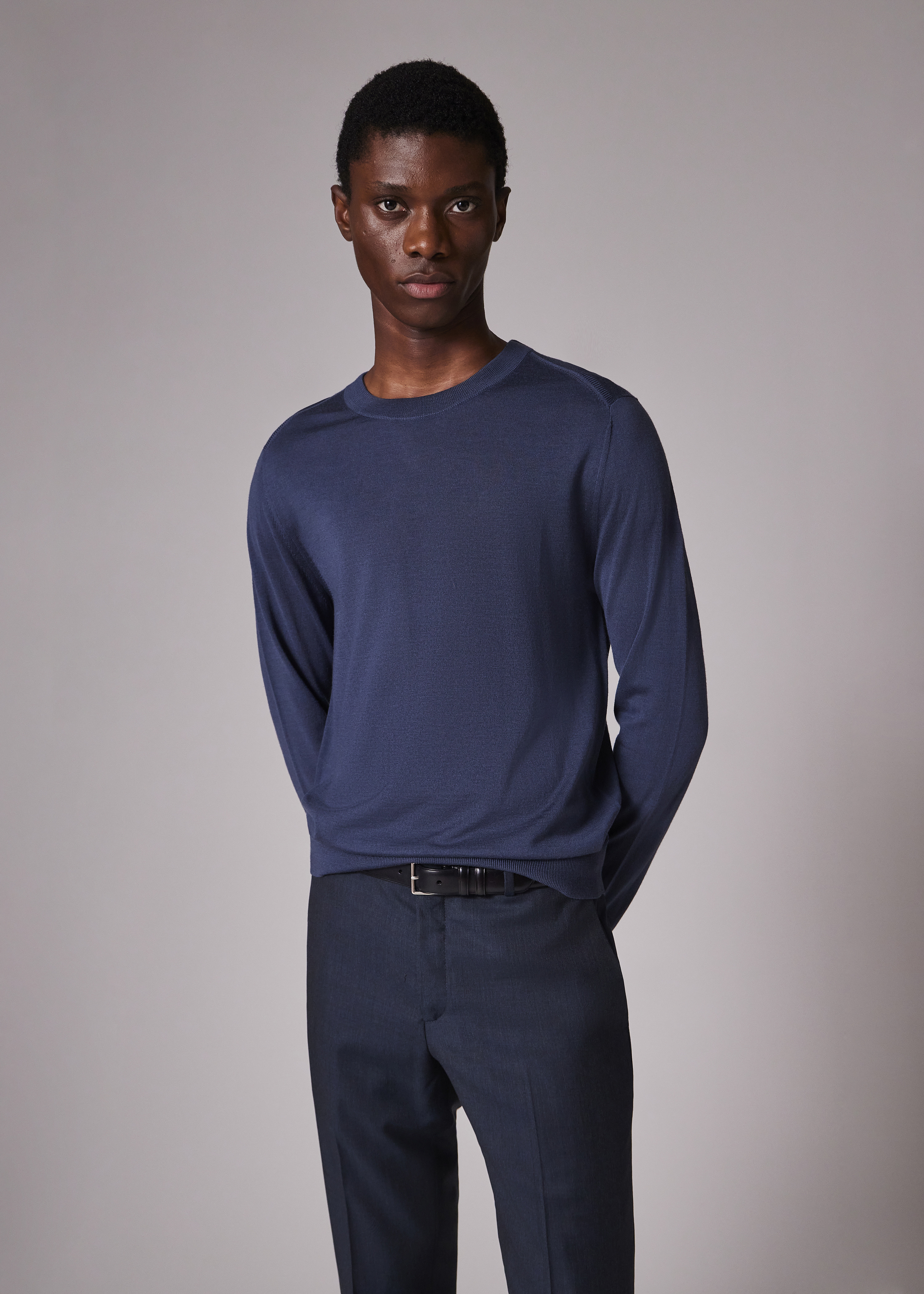 Stone Blue Merino Wool Sweater - 6