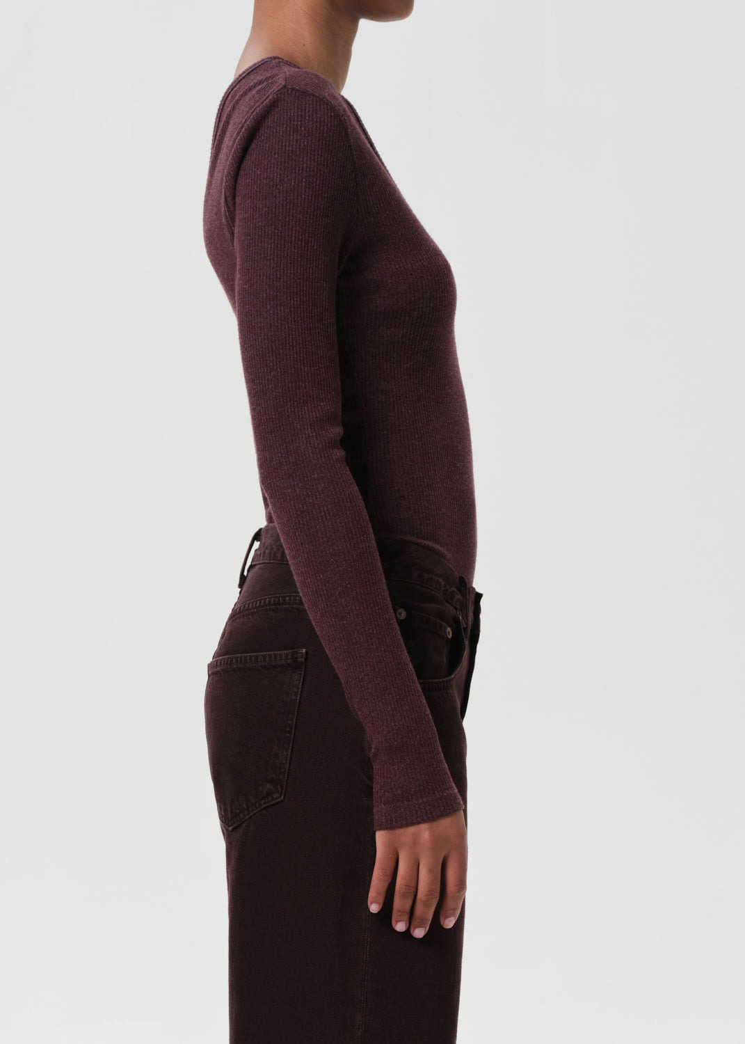 DARLA DOUBLE V BODYSUIT IN RAISIN - 3