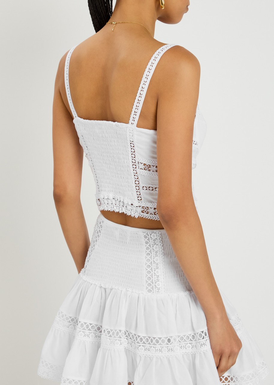 Charo Ruiz Ibiza Breth Lace-embellished Cotton-blend Crop top - 3