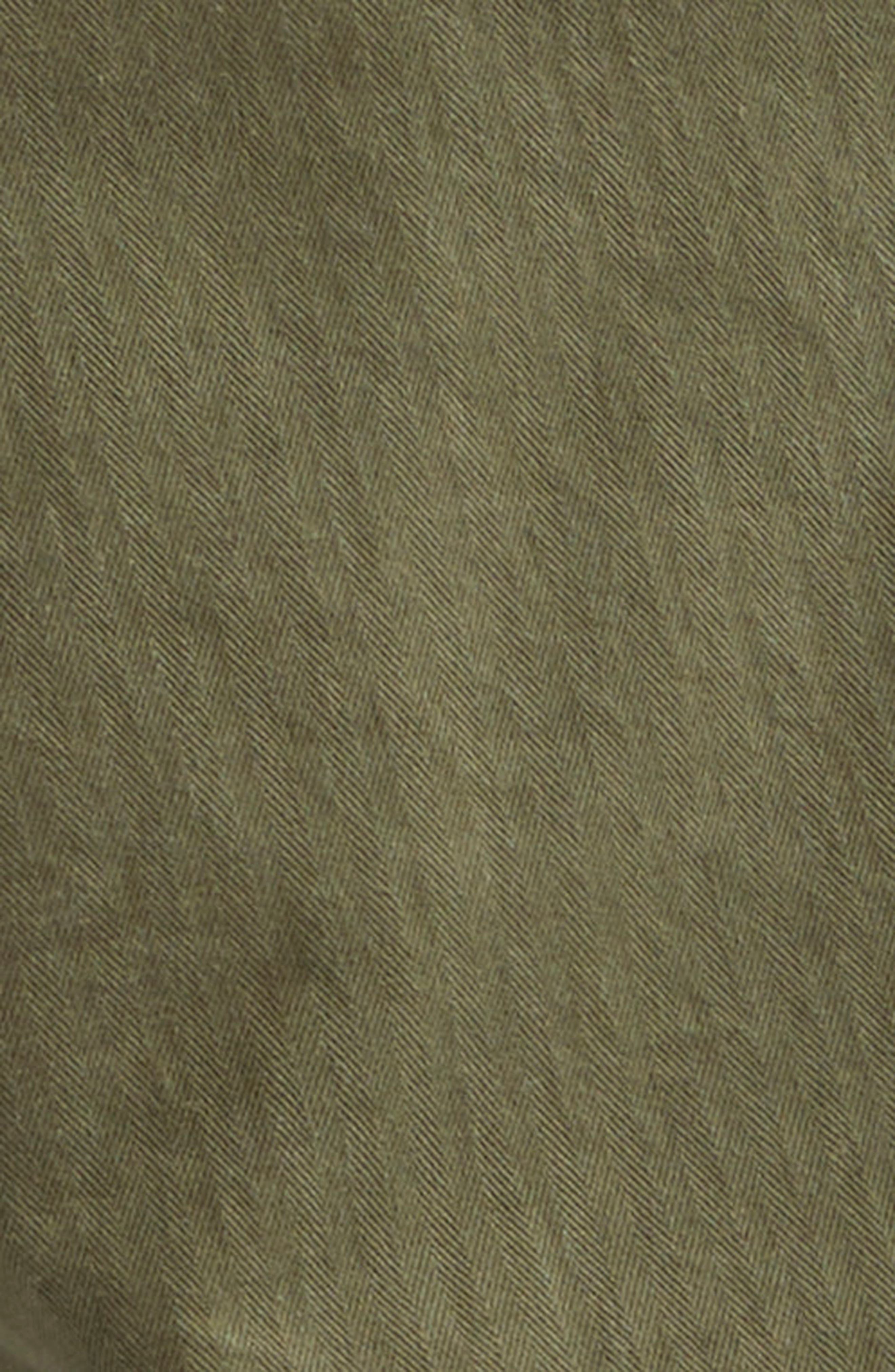 Double Pleat Cotton Herringbone Pants - 7