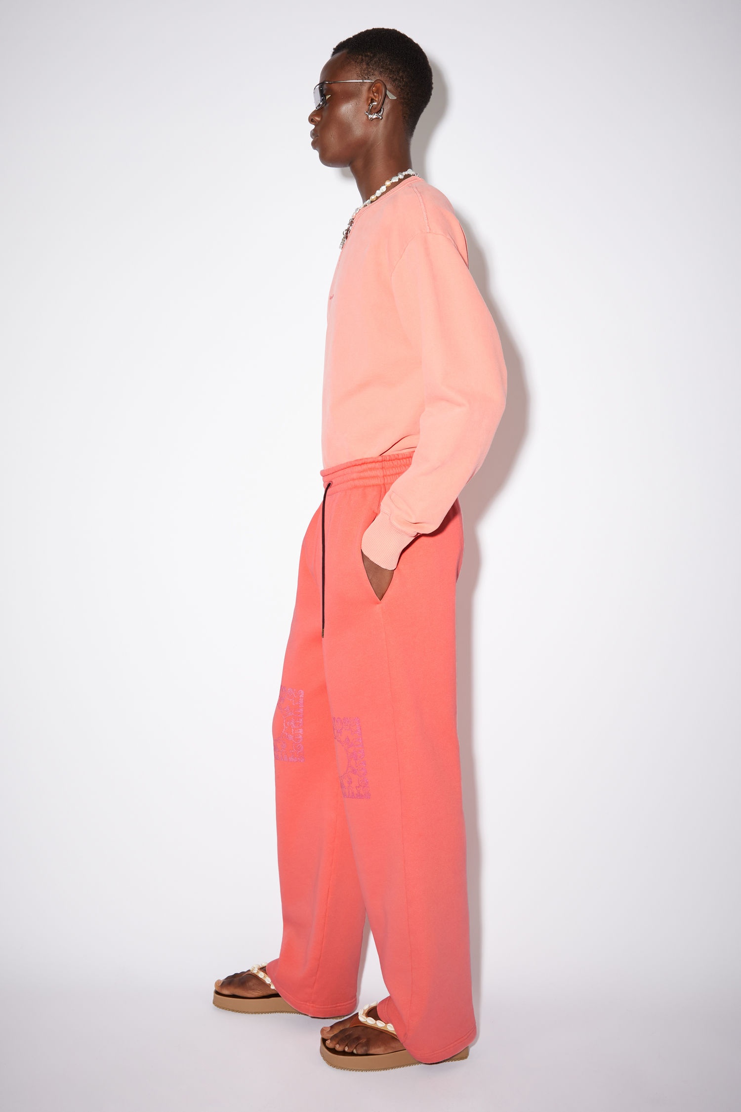 Cotton sweat pants - Salmon pink - 4