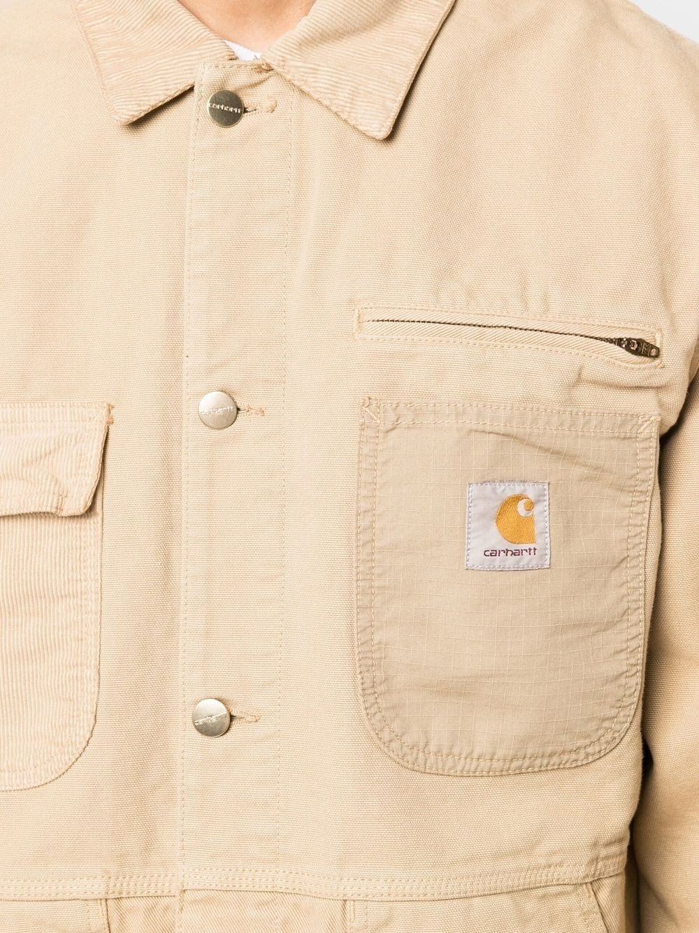 logo-patch detail shirt jacket - 5