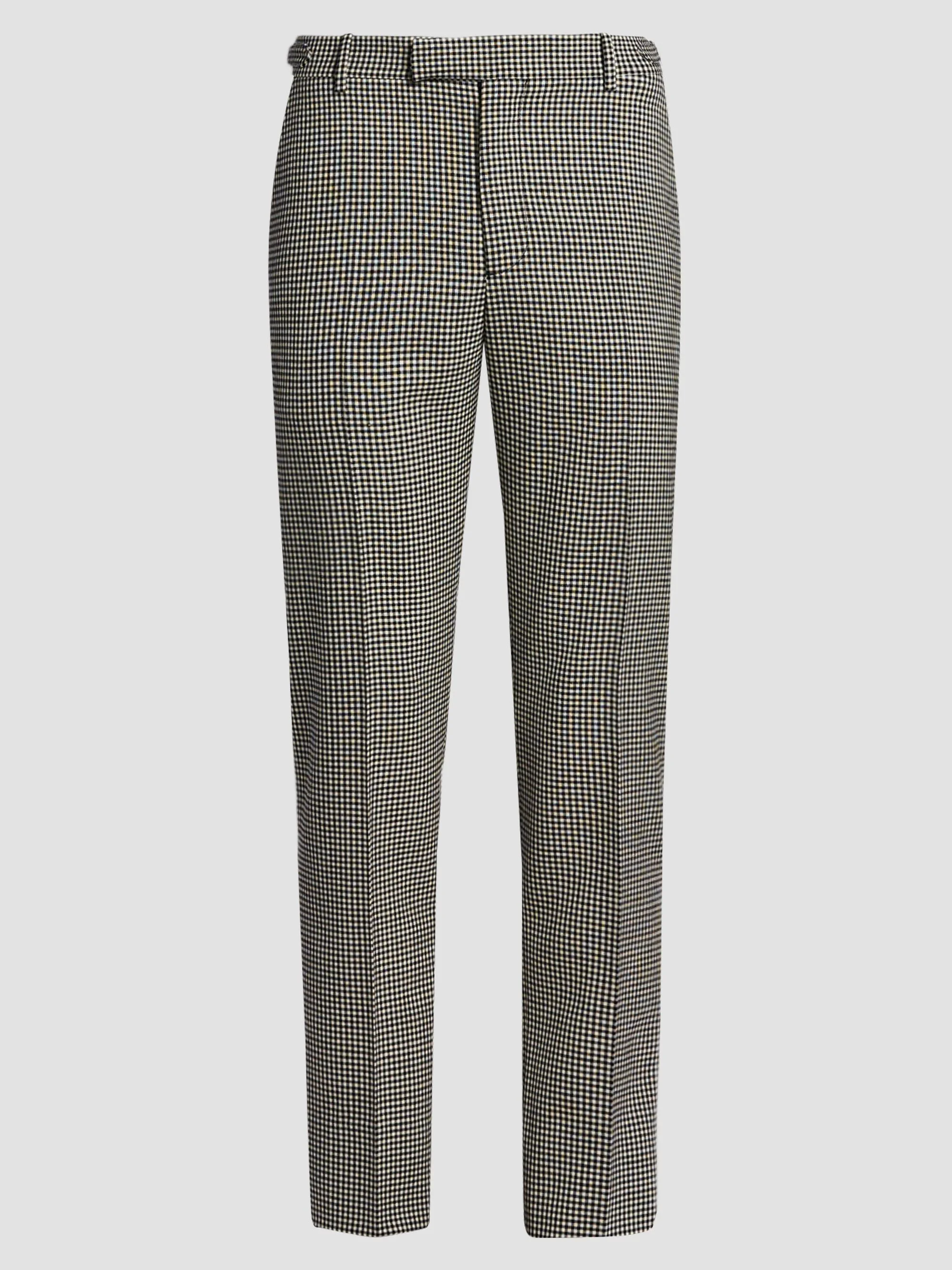 Men's Gingham Wool Trousers - Black Ivory - 1