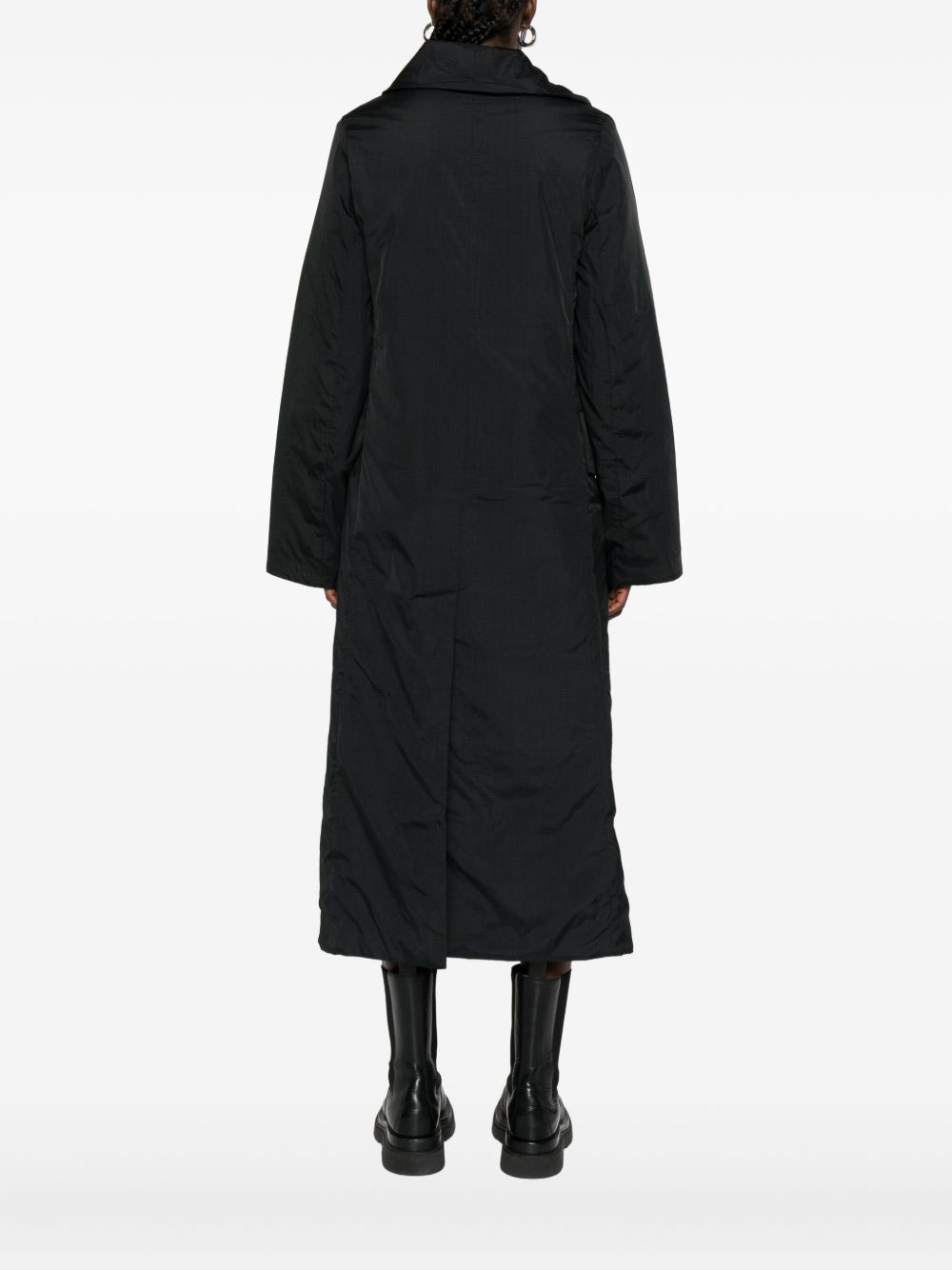 asymmetric-collar raincoat - 4