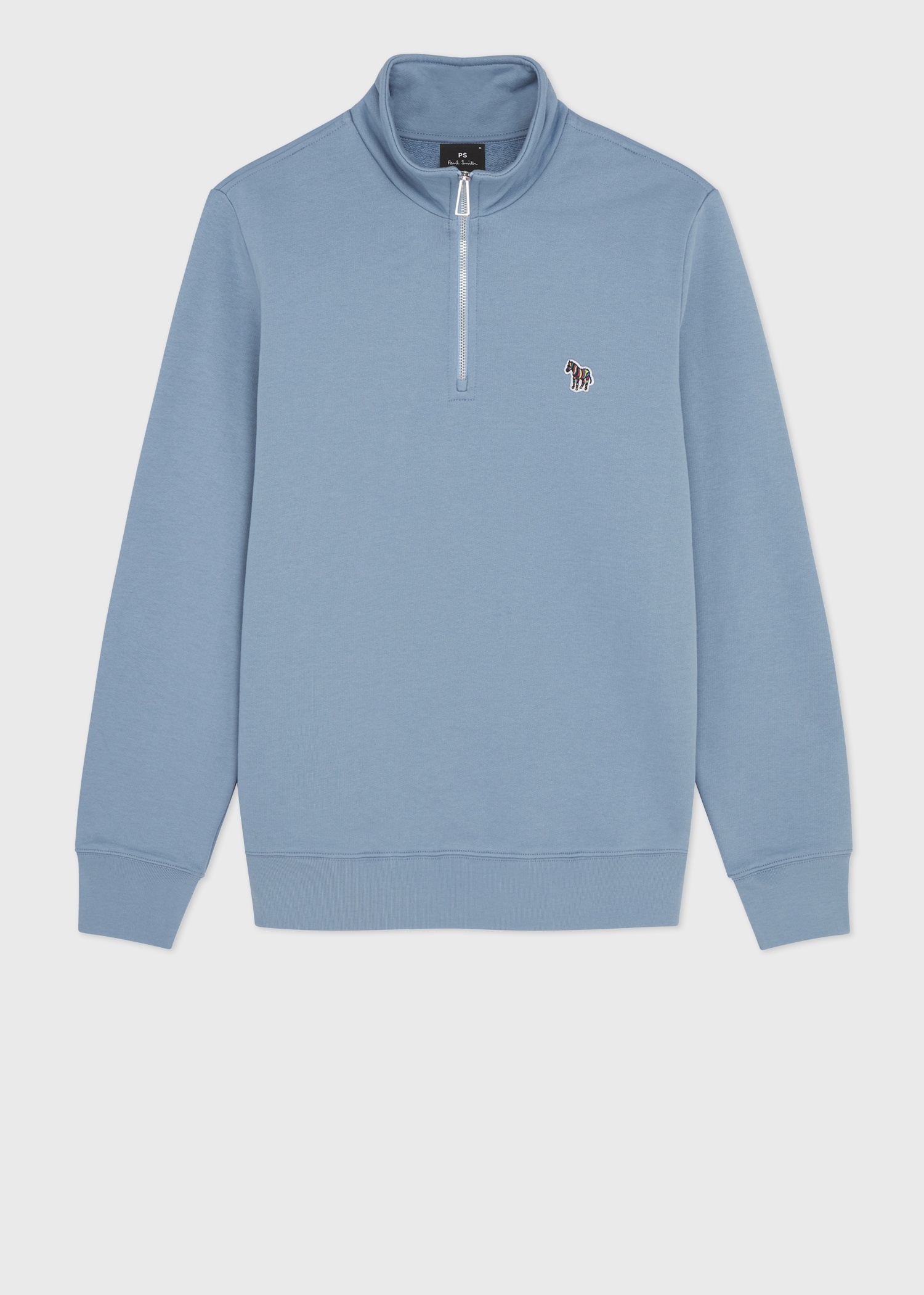 Sky Blue Zebra Logo Zip-Neck Sweatshirt - 1