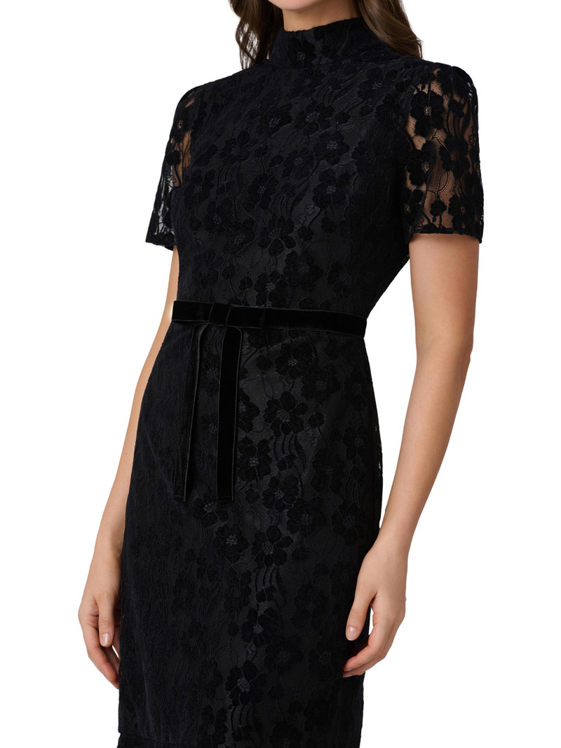 Women's Pierre Lace Fit-And-Flare Midi-Dress - Jet 4