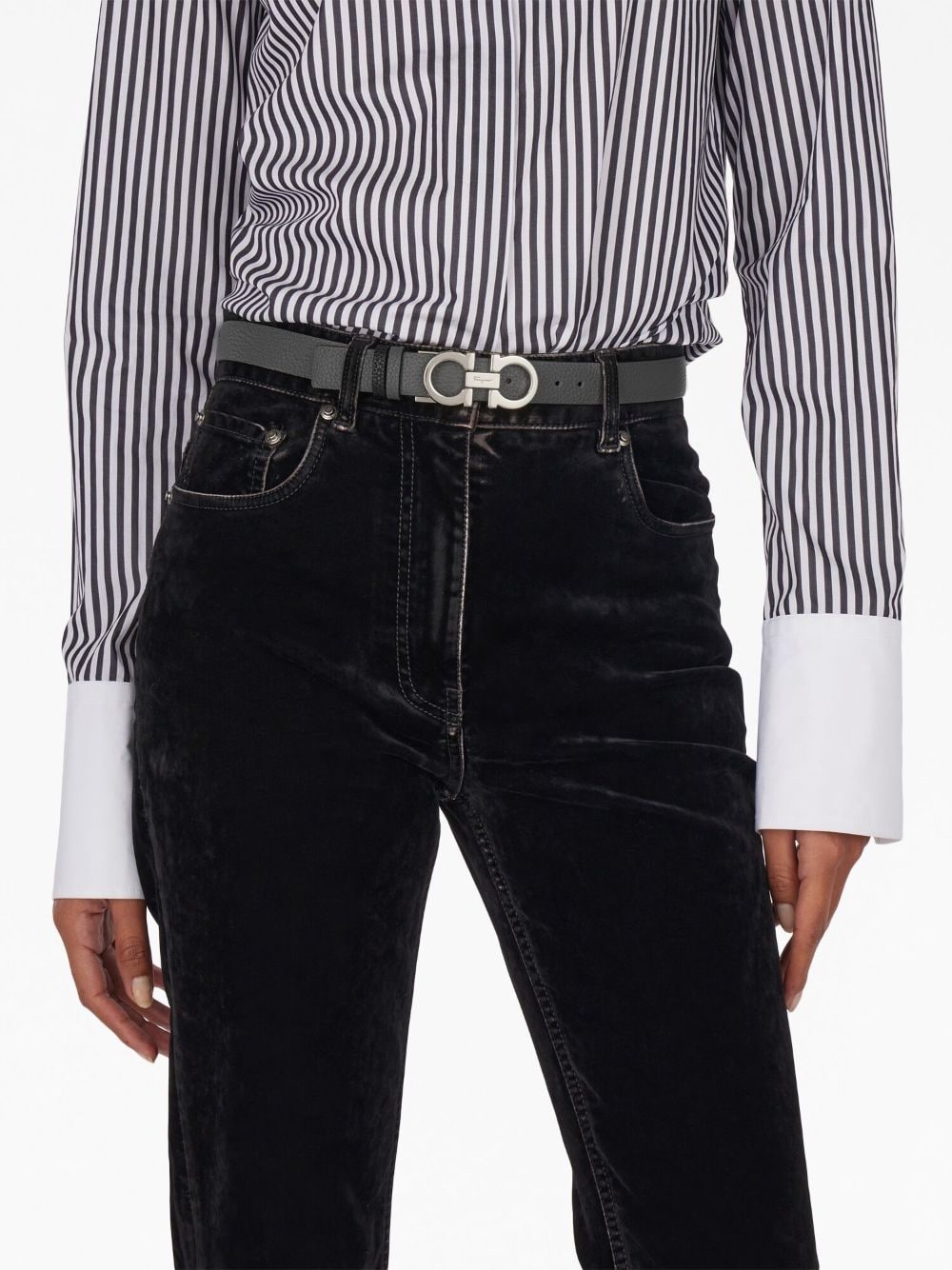 Gancini-buckle leather belt - 4
