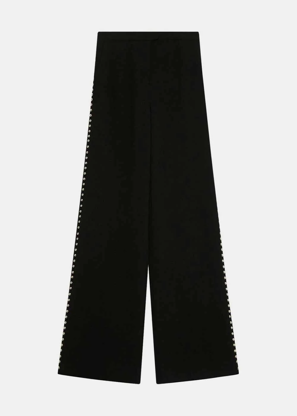 Black Stud-Detail Wide-Leg Trousers - 1