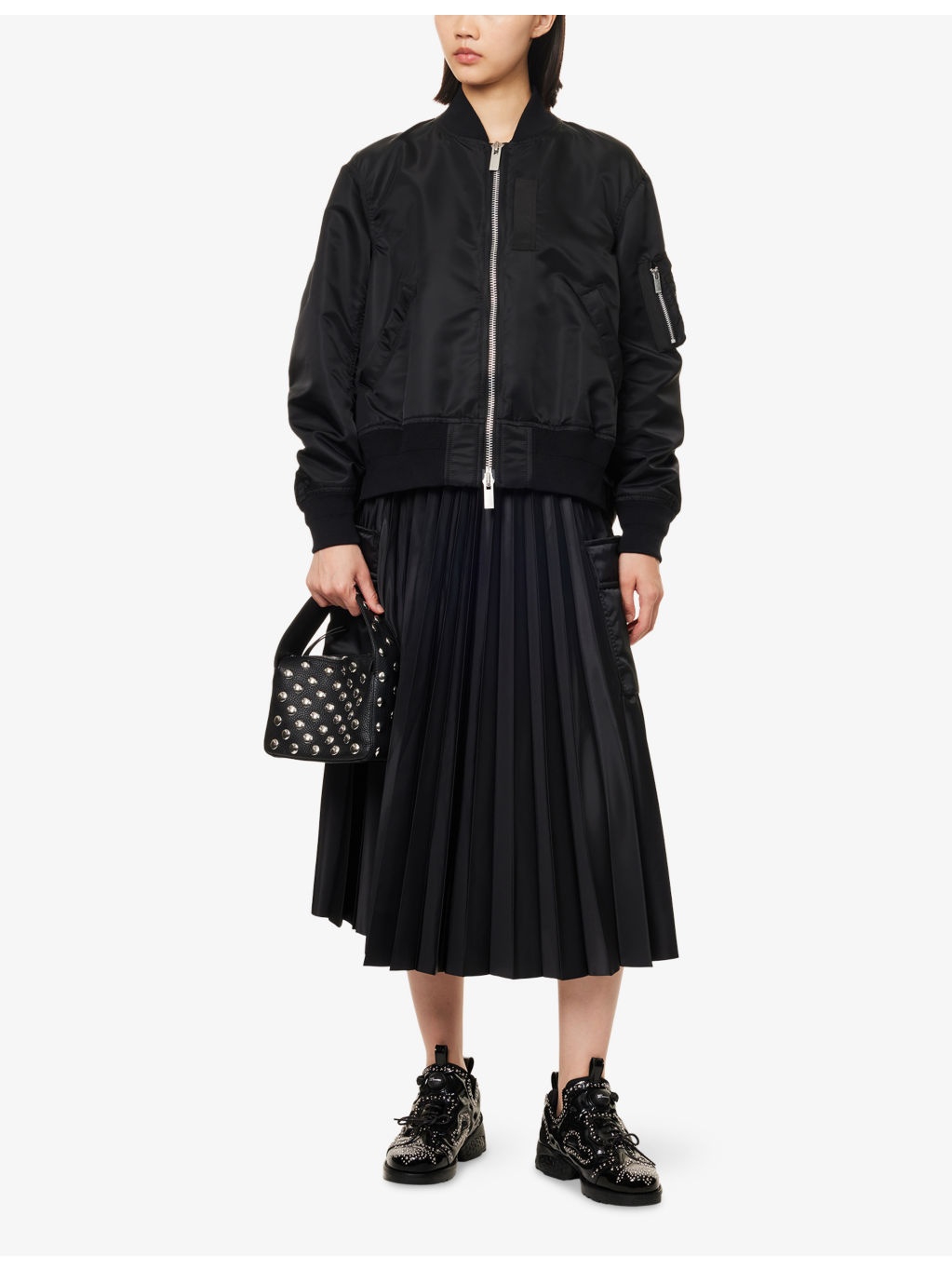 Pleated Wrap-Front Woven Midi Skirt - 2
