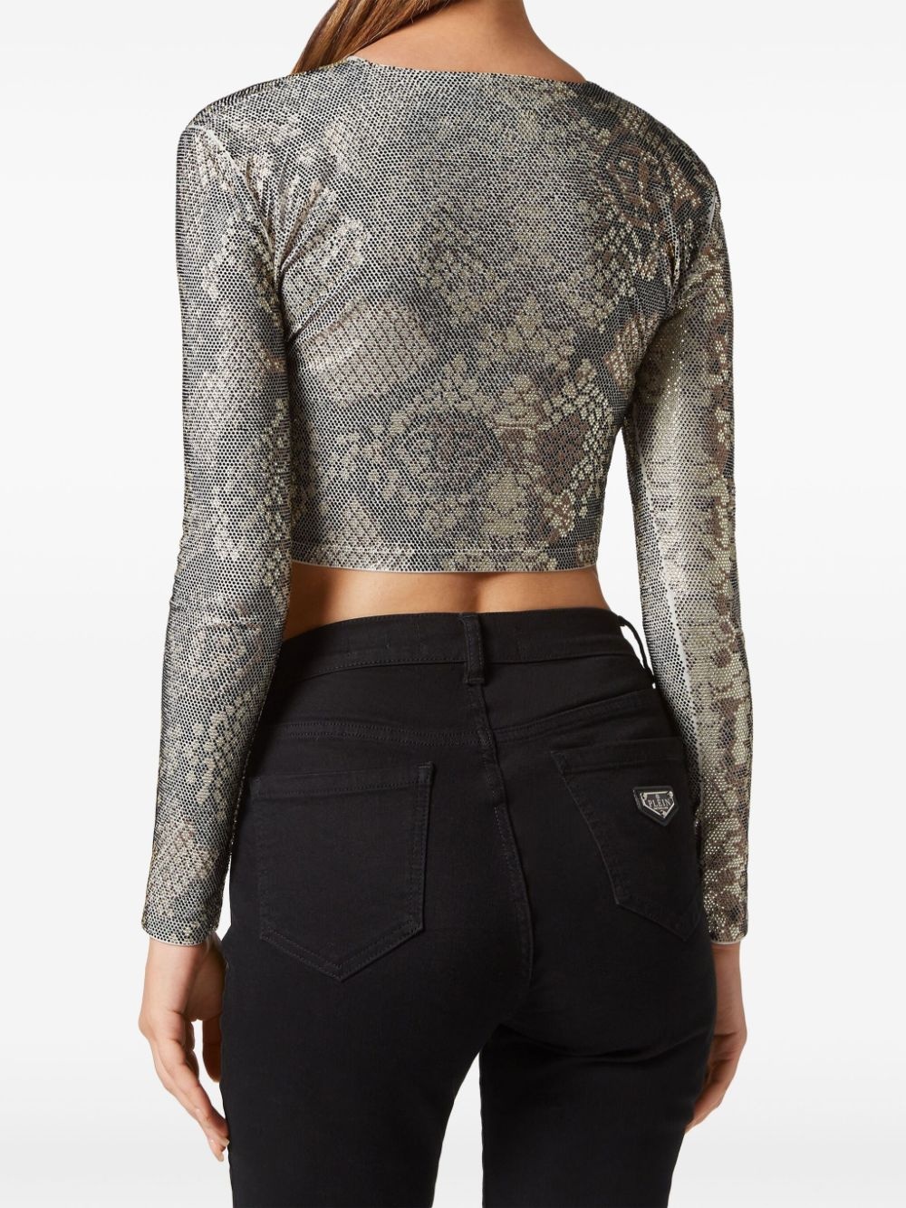 glass crystal embellishment T-shirt - 3